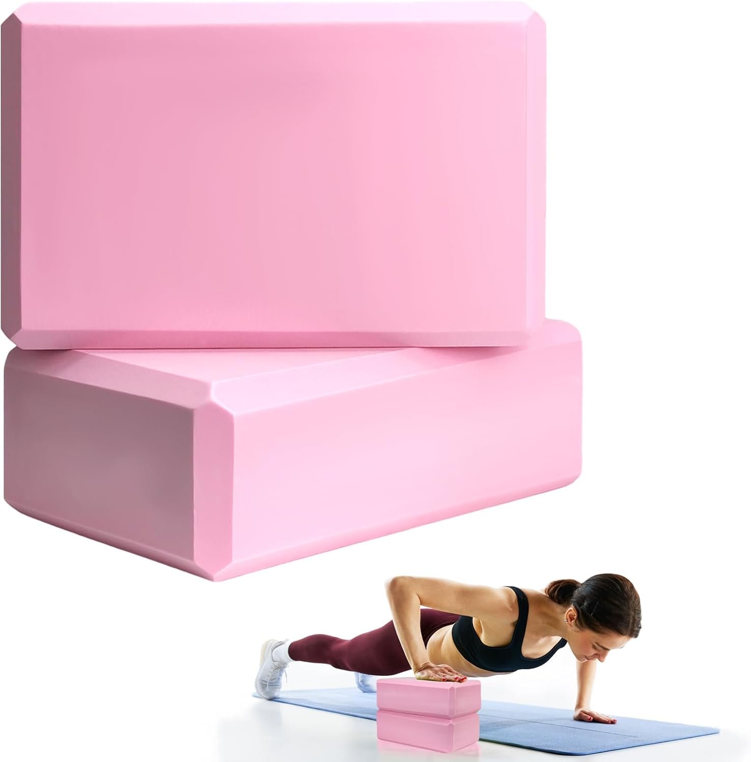 2 Pcs Yoga Blocks, 9″x6″x3″ Foam Blocks Yoga Props for Pilates Stretching and Meditation Exercise Blocks Lightweight Yoga Essentials