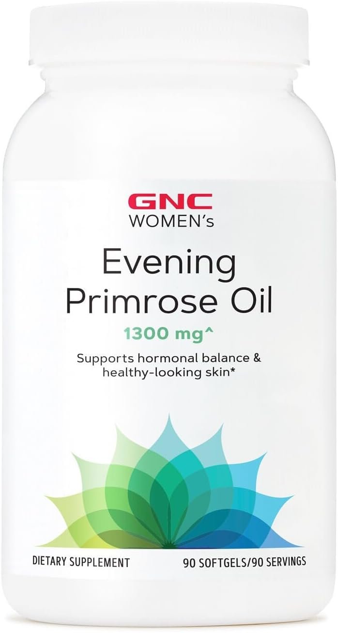 GNC Women’s Evening Primrose Oil (EPO) 1300mg, Supports Hormonal Balance, Immunity, Healthy Skin and Heart Health, Daily Vitamin, 90 Softgel Capsules