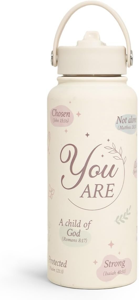 Christian Water Bottle 32oz Stainless Steel Insulated with Lid, Inspiration Gifts for Women, Religious Gifts for Mom Friends Ladies Sisters on Birthday Mother’s Day Christmas