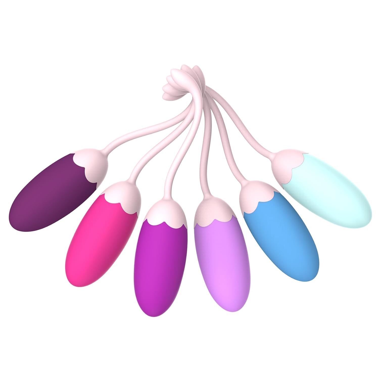 FENHUA Kegel Exercise System–Pelvic Floor Strengthening- Set of 6 Premium Silicone Kegel Exercise Weights & Control with Training Kit for Women: Beginners & Advanced