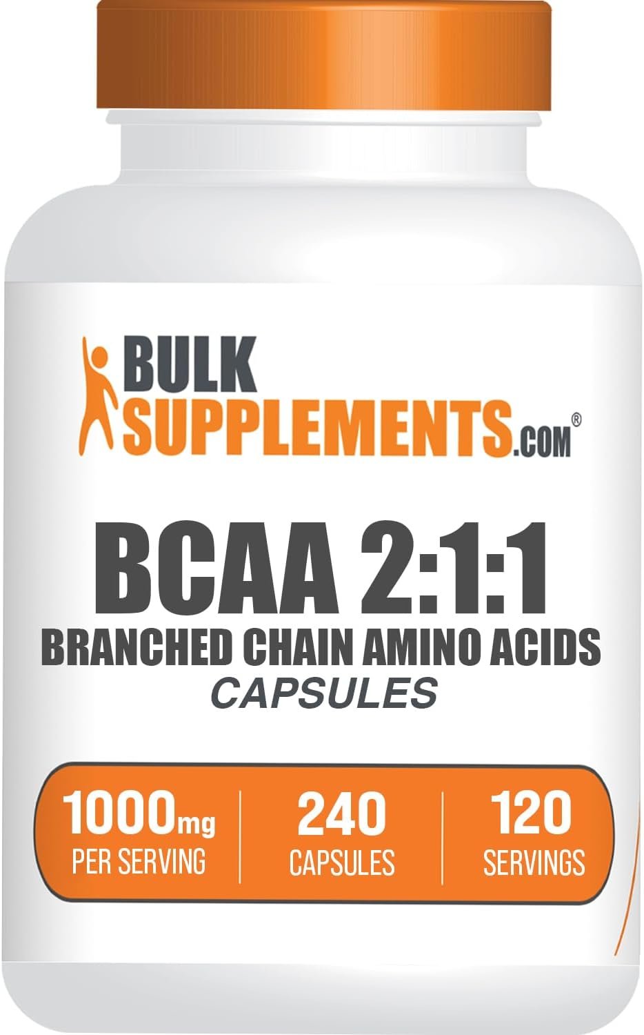 BulkSupplements.com BCAA 2:1:1 Capsules – Branched Chain Amino Acids, BCAA Supplements, BCAA Capsules, BCAA Pills – Gluten Free, 240 Capsules (Pack of 1)