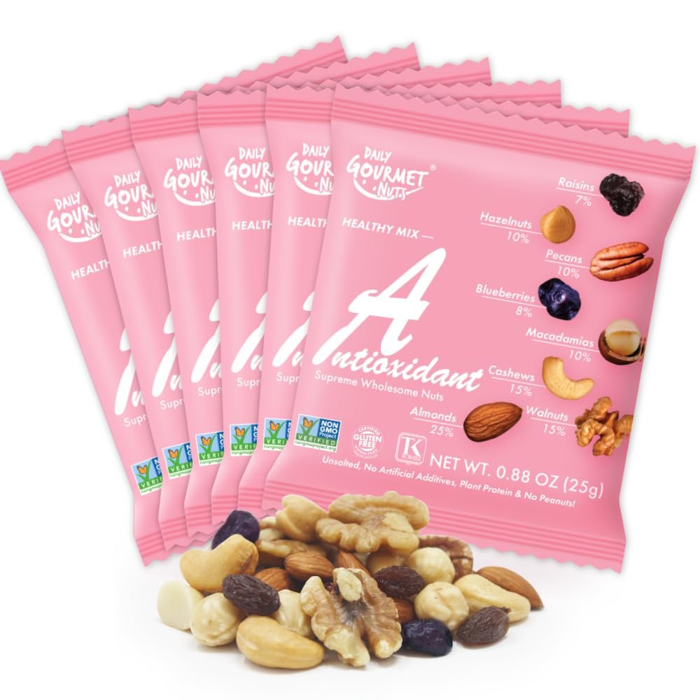 Daily Gourmet Nuts – Unsalted Mixed Nuts Snack Packs/Individually Wrapped Snacks/Nut Snacks/No Peanuts/Healthy Trail Mix Individual Packs/Deluxe Assorted Snacks