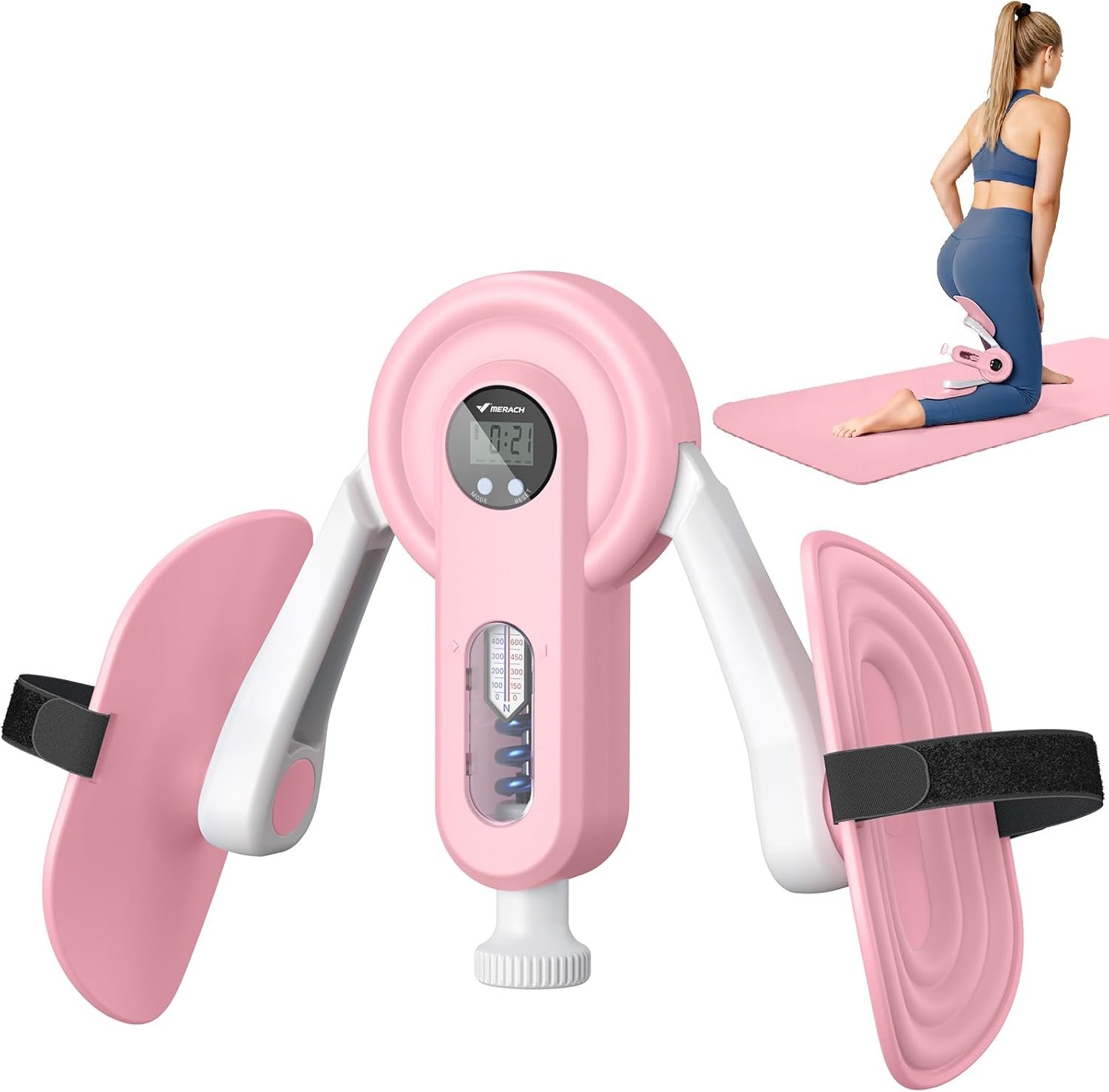 MERACH Pelvic Floor Exercise Devices, Thigh Trainer for Women/Men, Inner Thigh & Hip Strengthener with 0-135 LBS Adjustable Resistance, Kegel Exerciser, Workout Equipment for Home