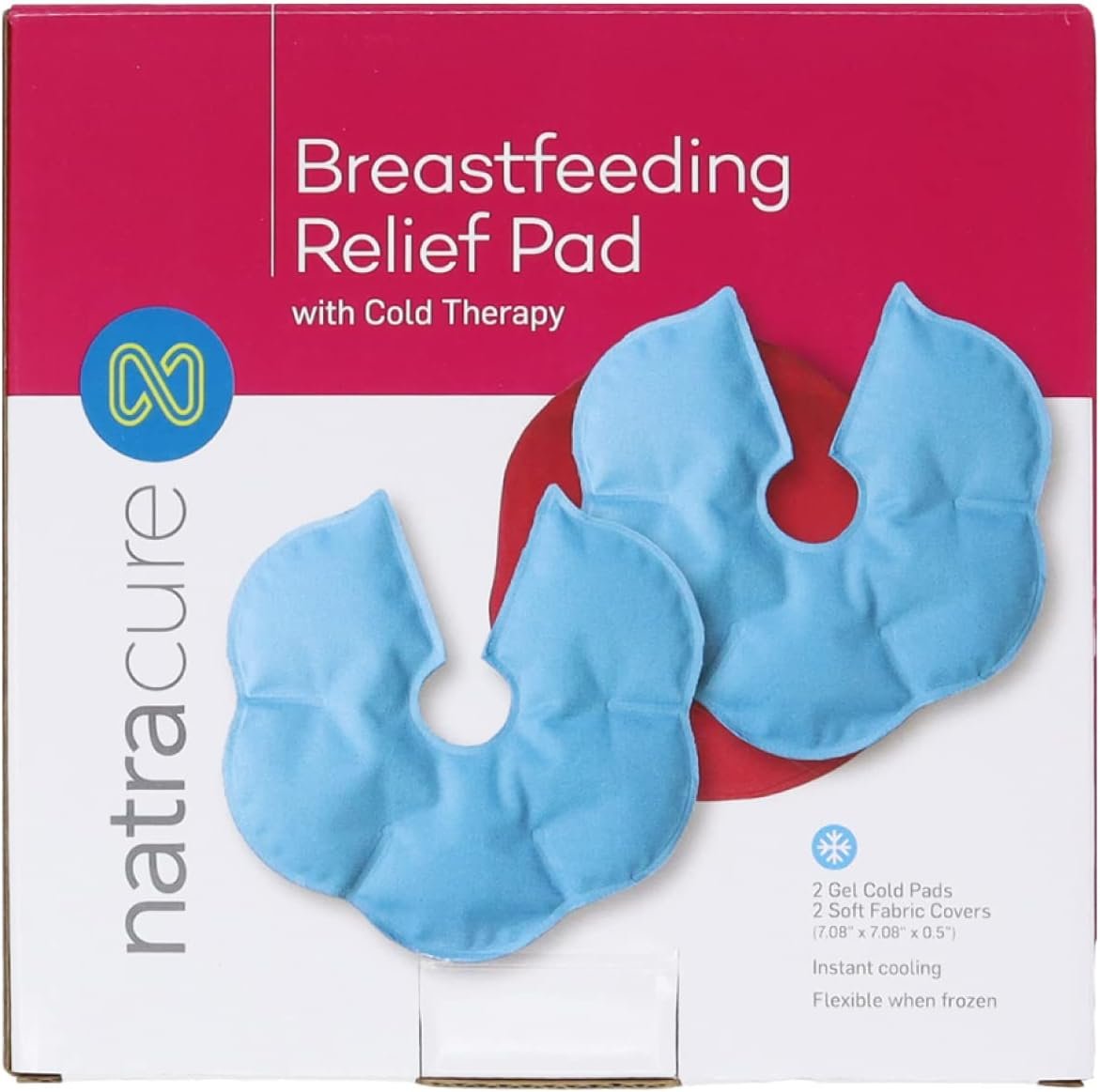 NatraCure Reusable Breast Ice Packs & Breastfeeding Gel Cooling Pads – Nipple Ice Packs for Breastfeeding, Breastfeeding Discomfort, Soreness, Nipple Pain, Mastitis, Engorgement Relief – 2 PK