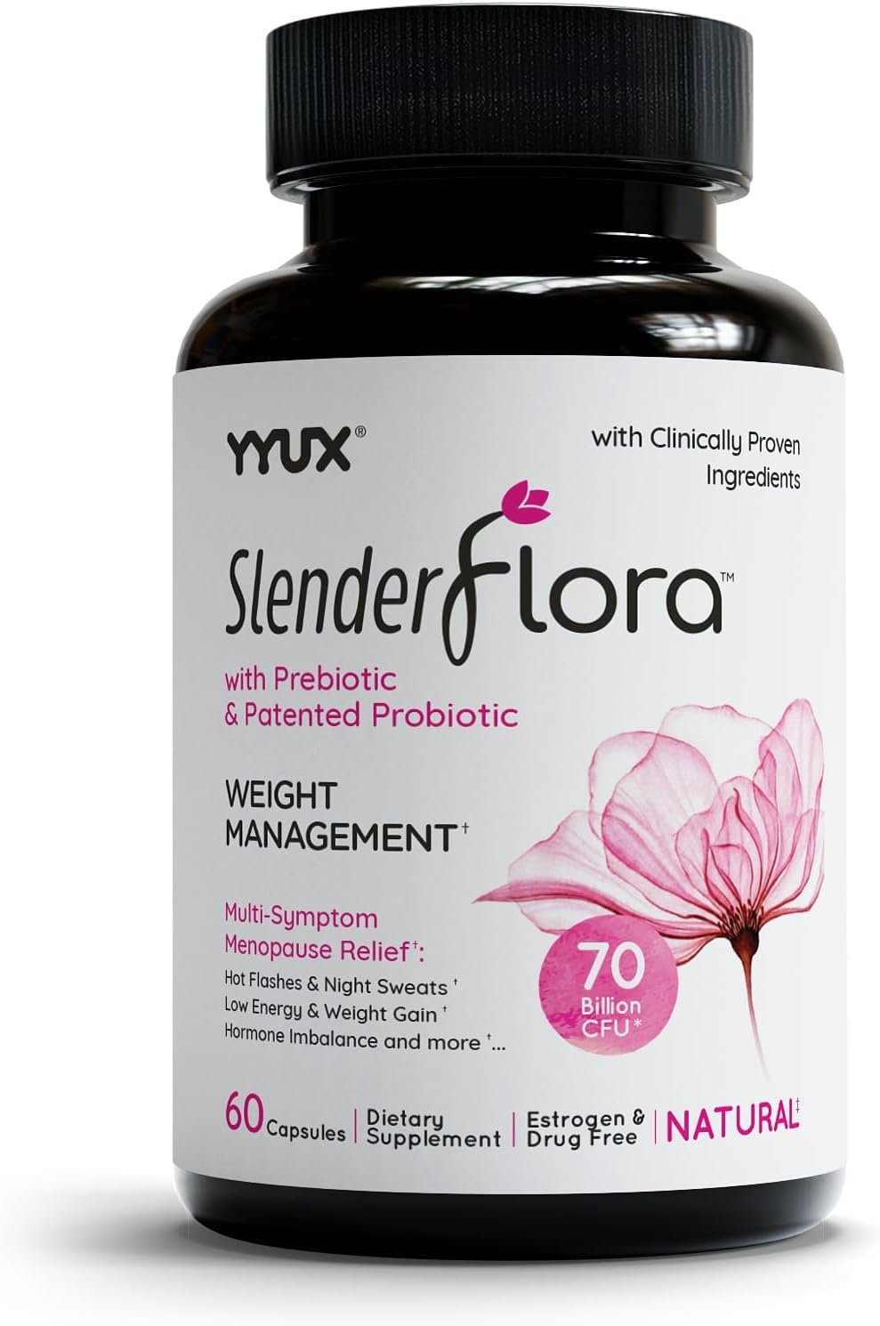 SlenderFlora – Menopause Probiotic Supplement | Weight Management, Hot Flashes, Night Sweats, Bloating | 70 Billion CFU | Gluten, Soy & Dairy Free | 60 Count