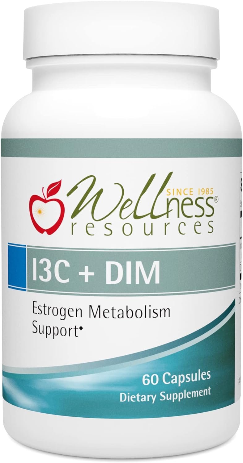 Wellness Resources I3C + DIM for Healthy Estrogen Metabolism, Detoxification (60 Capsules) – 300mg I3C + 100mg DIM – Vegan, Gluten-Free