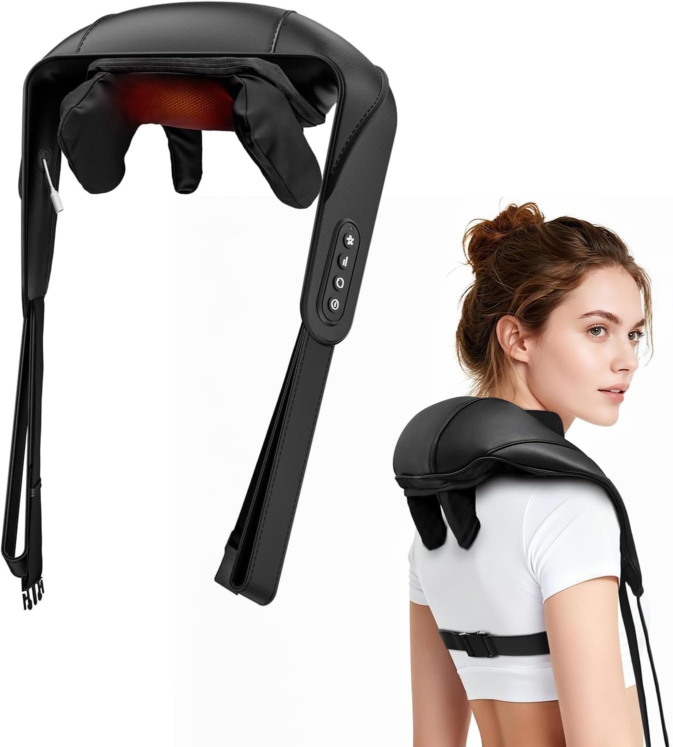 Brushless Neck Massager with Heat, Cordless 6D Neck Massager for Pain Relief Deep Tissue, Neck and Shoulder Massager with 3 Speeds, Ideal Gift for Friends Family