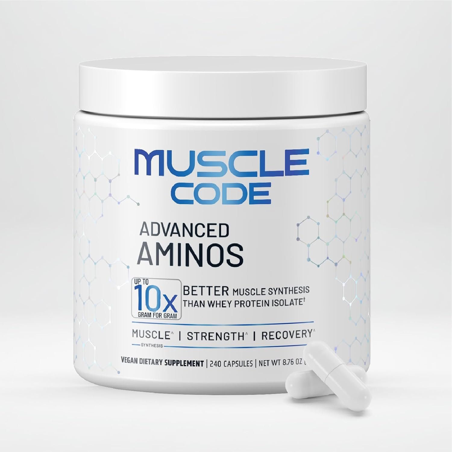 NAUTILUS Muscle Code Essential Amino Acid Capsules – Muscle Synthesis & Recovery & Strength – Unflavored – 60 Servings – Clinically Studied – 0g Sugar, Keto, Vegan, Gluten Free, Dairy Free