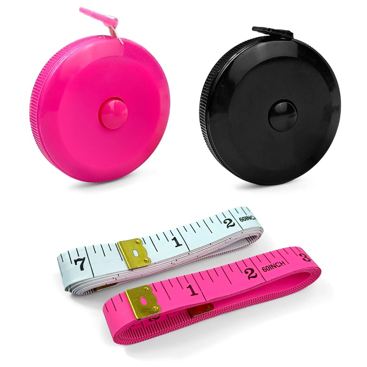 4 Pack Tape Measure Measuring Tape Tool for Body Fabric Sewing Tailor Cloth Knitting Home Craft Measurements, 60-Inch (Rose Red, Black,White)