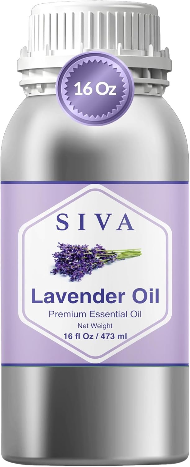 Siva Lavender Essential Oil – 16 Fl Oz – 100% Natural Lavender Oil – for Diffuser, Hair Care, Face, Skin Care, Aromatherapy, Scalp and Body Massage, Soap and Candle Making