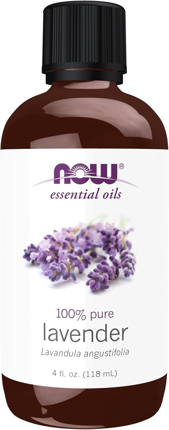 NOW Essential Oils, Lavender Oil, Soothing Aromatherapy Scent, Steam Distilled, 100% Pure, Vegan, Child Resistant Cap, 4-Ounce