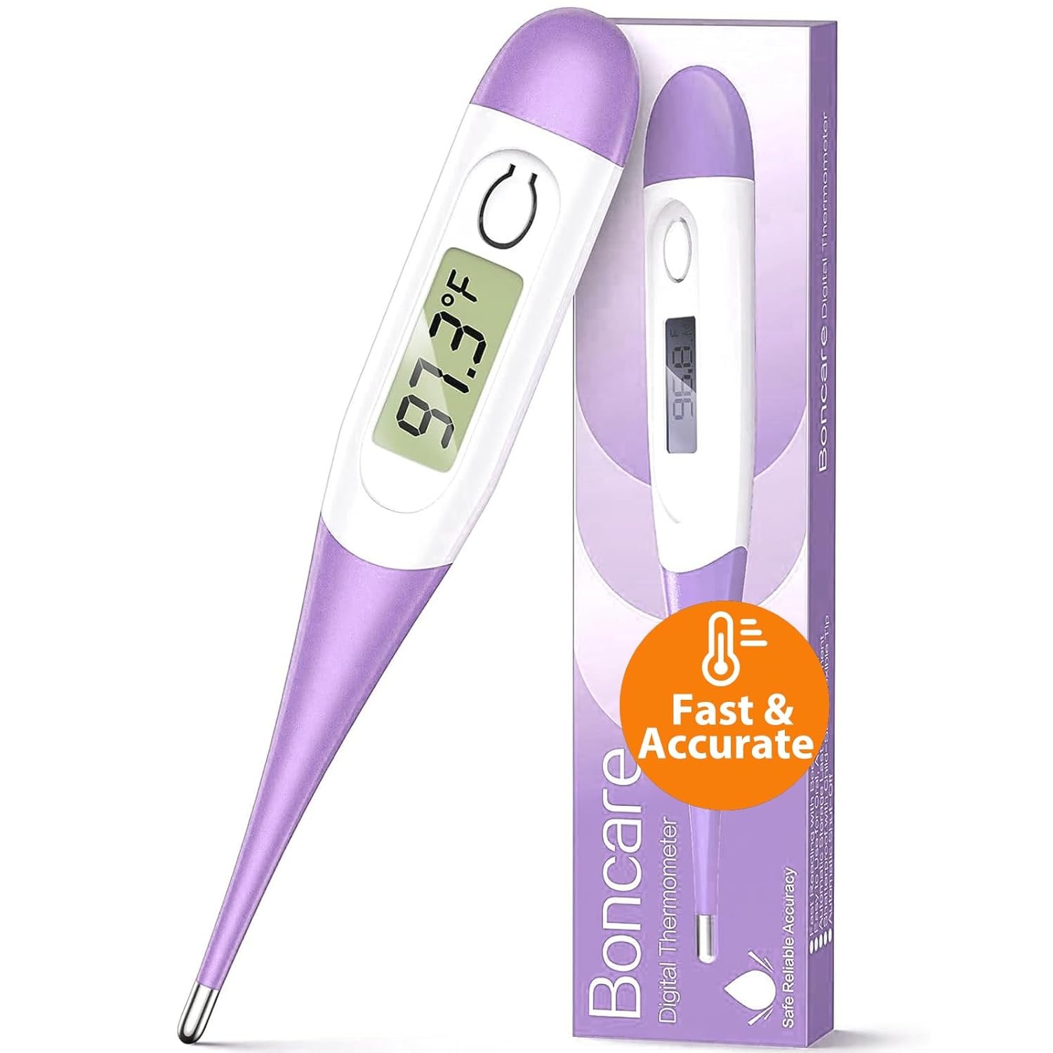 Boncare 10 Seconds Oral Thermometer for Adults and Kids – Accurate & Safe Rectal Thermometer for Baby with Fever Alarm, Digital Thermometer (Purple)