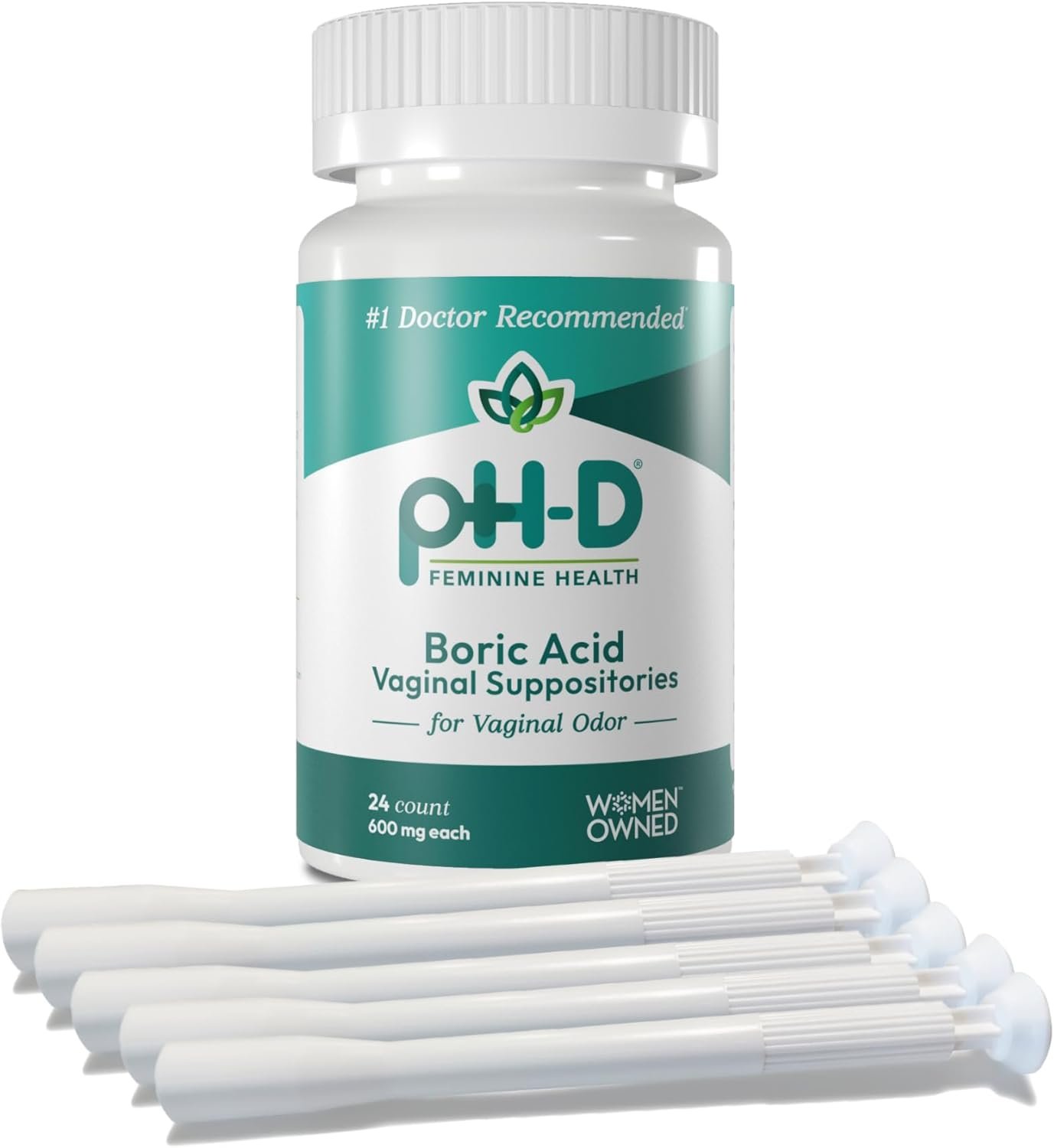 pH-D Feminine Health Support – Boric Acid Starter Bundle – pH-D Boric Acid Vaginal Suppositories 24 Count and 5 Vaginal Suppository Applicators
