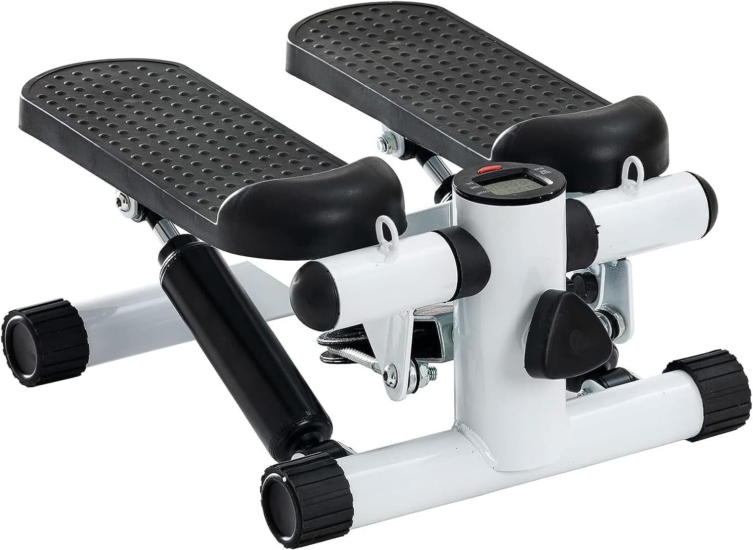 Steppers for Exercise at Home, Mini Stepper with Resistance Bands, Hydraulic Fitness Stepper with LCD Monitor, 360LBS Weight Capacity Portable Stair Stepper for Small Spaces