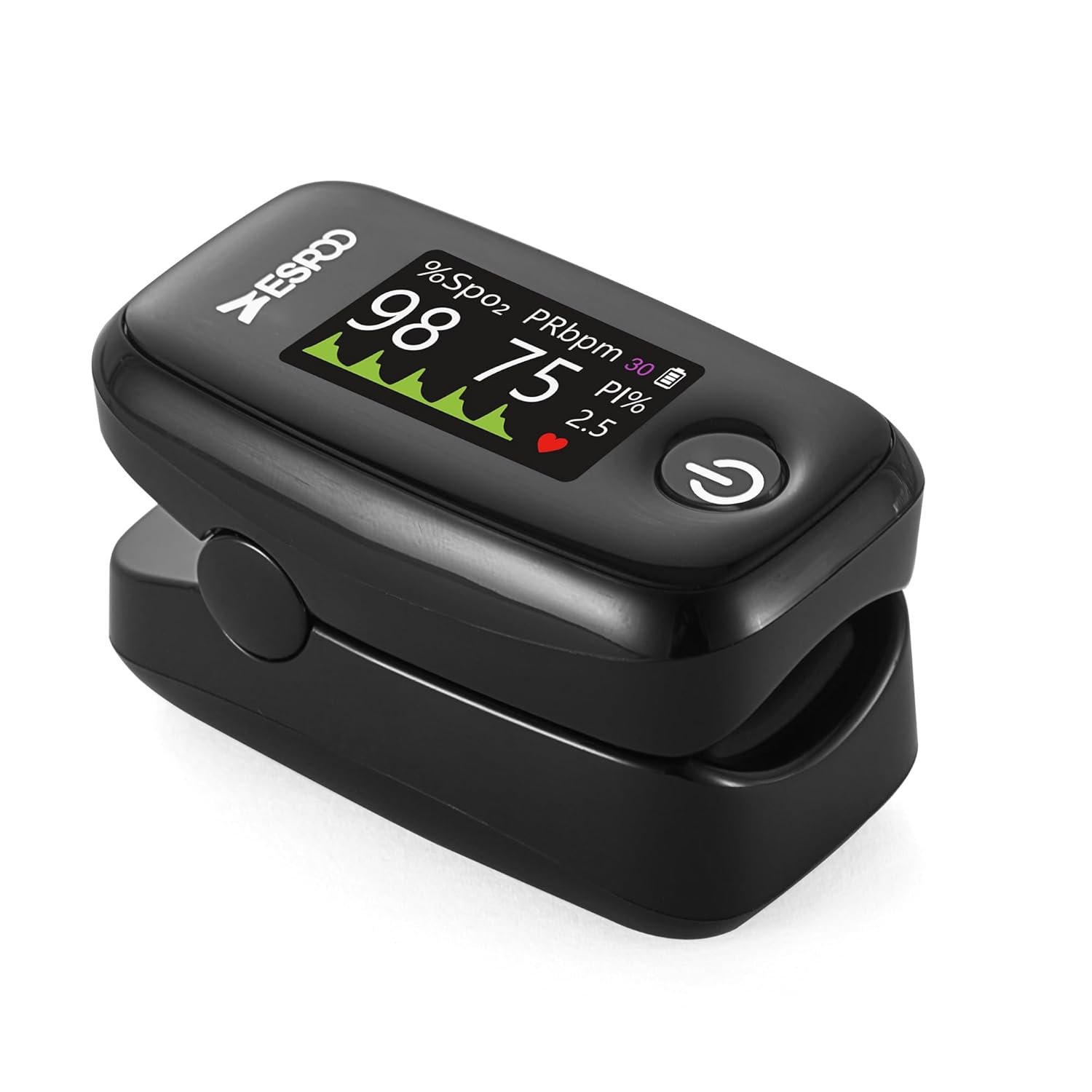 Pulse Oximeter Fingertip, Black, Blood Oxygen Saturation Monitor with TFT Display, SpO2 and Heart Rate Measurement Device