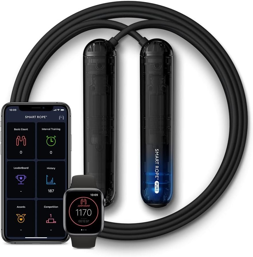 Tangram Smart Rope PURE (App-Connected Jump Rope for Fitness and Workouts, Jump Counter, Adjustable Length, Bluetooth Enabled, Track Calories and Jumps, Smooth Ball Bearing Rotation)