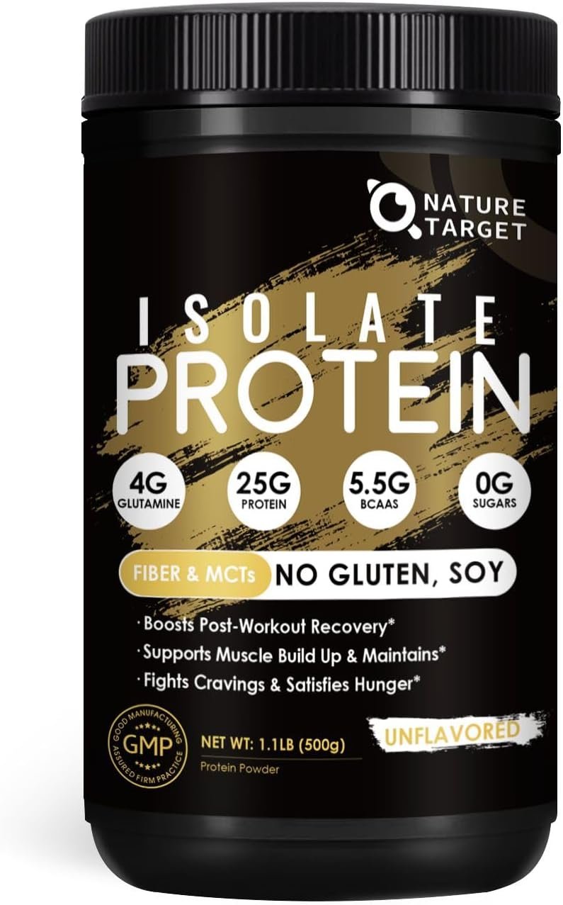NATURE TARGET Whey Protein Powder, Unflavored – Whey Protein Isolate, 25g Protein Sugar-Free, 1.1lb