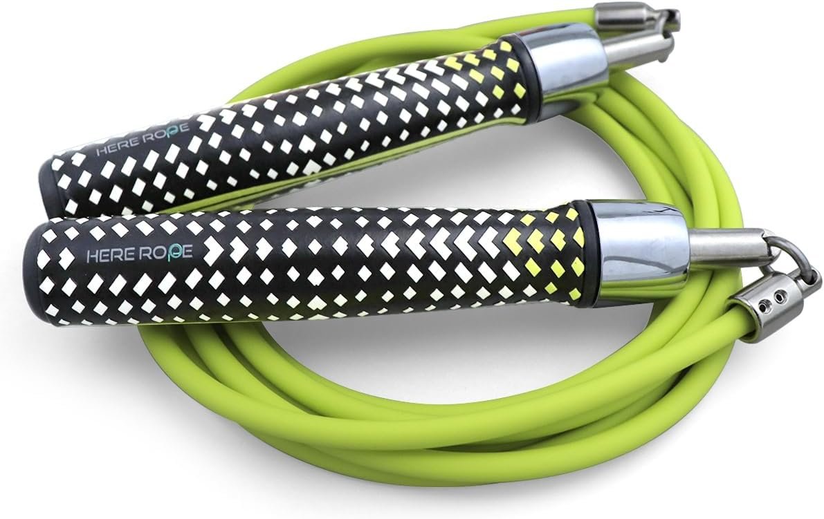 HEREROPE 1/4LB Weighted Jump Rope for Speed, Cardio, Boxing & Workout, Skipping Rope with Ball-bearing, Comfortable & Ergonomic Grip, Tangle Free Cable, Jump Ropes for Men Women Fitness