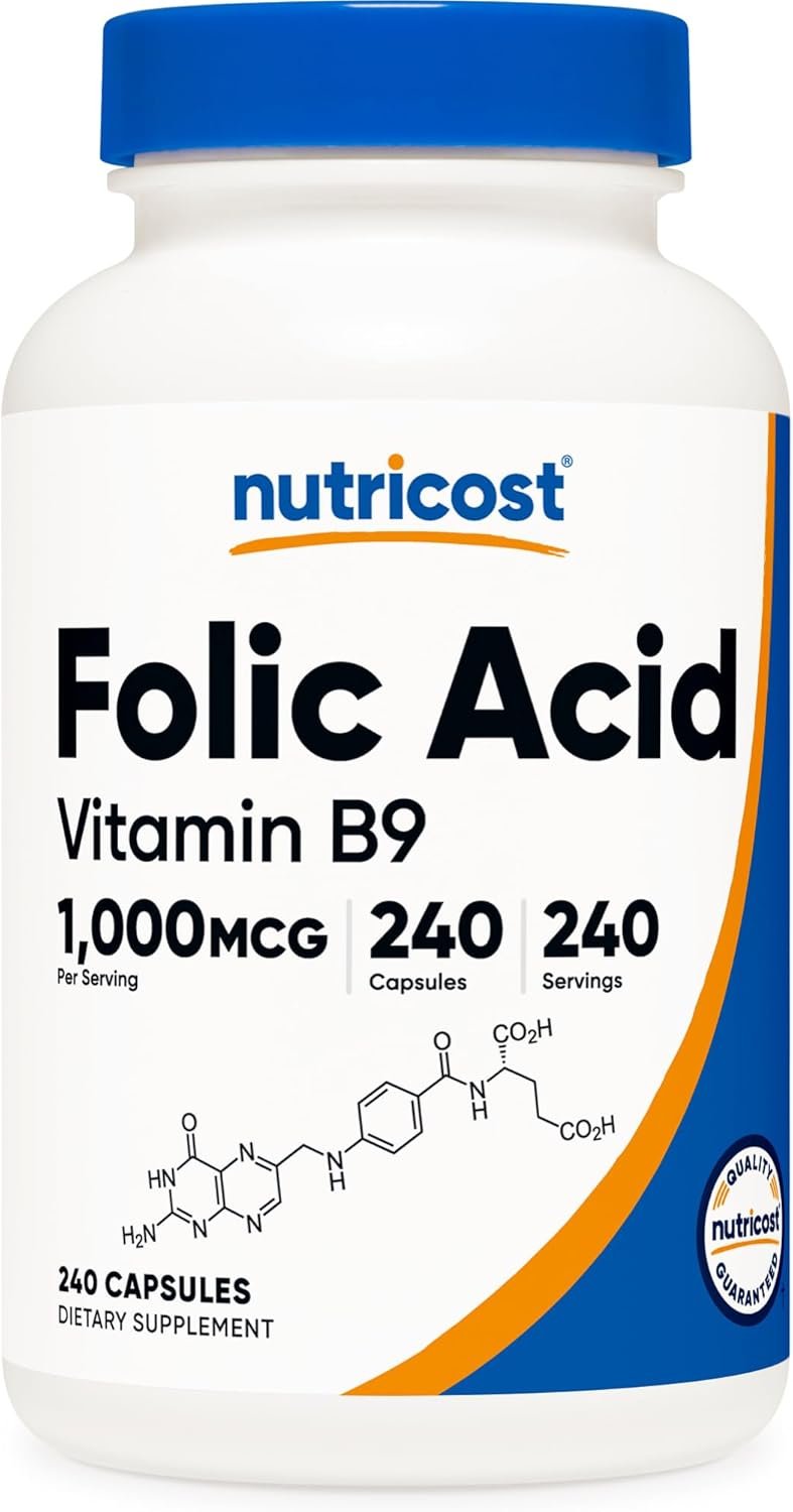 Nutricost Folic Acid (Vitamin B9) 1000 mcg, 240 Capsules