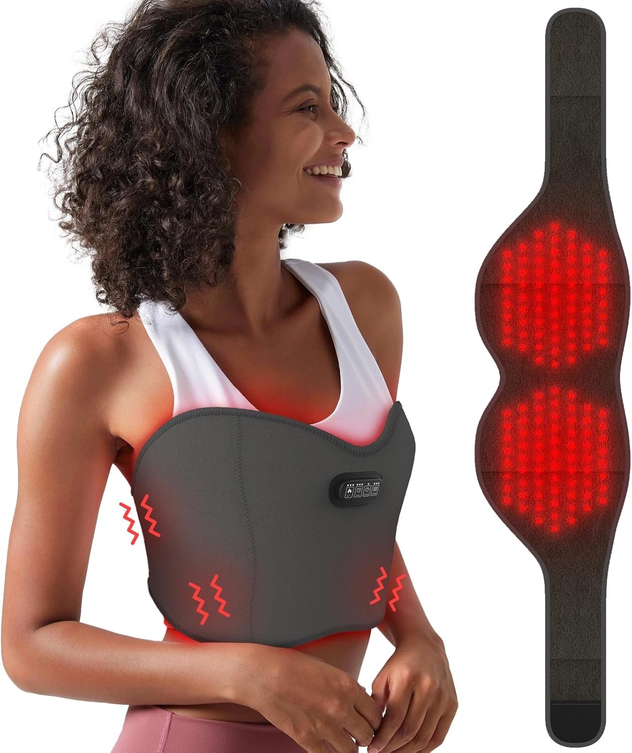 Red Light Therapy Device for Chest – 130 LEDs 660nm, Vibration Massage, 3 Heat Levels (95°F /104°F/113°F) – Alleviate Breast Pain and Inflammation