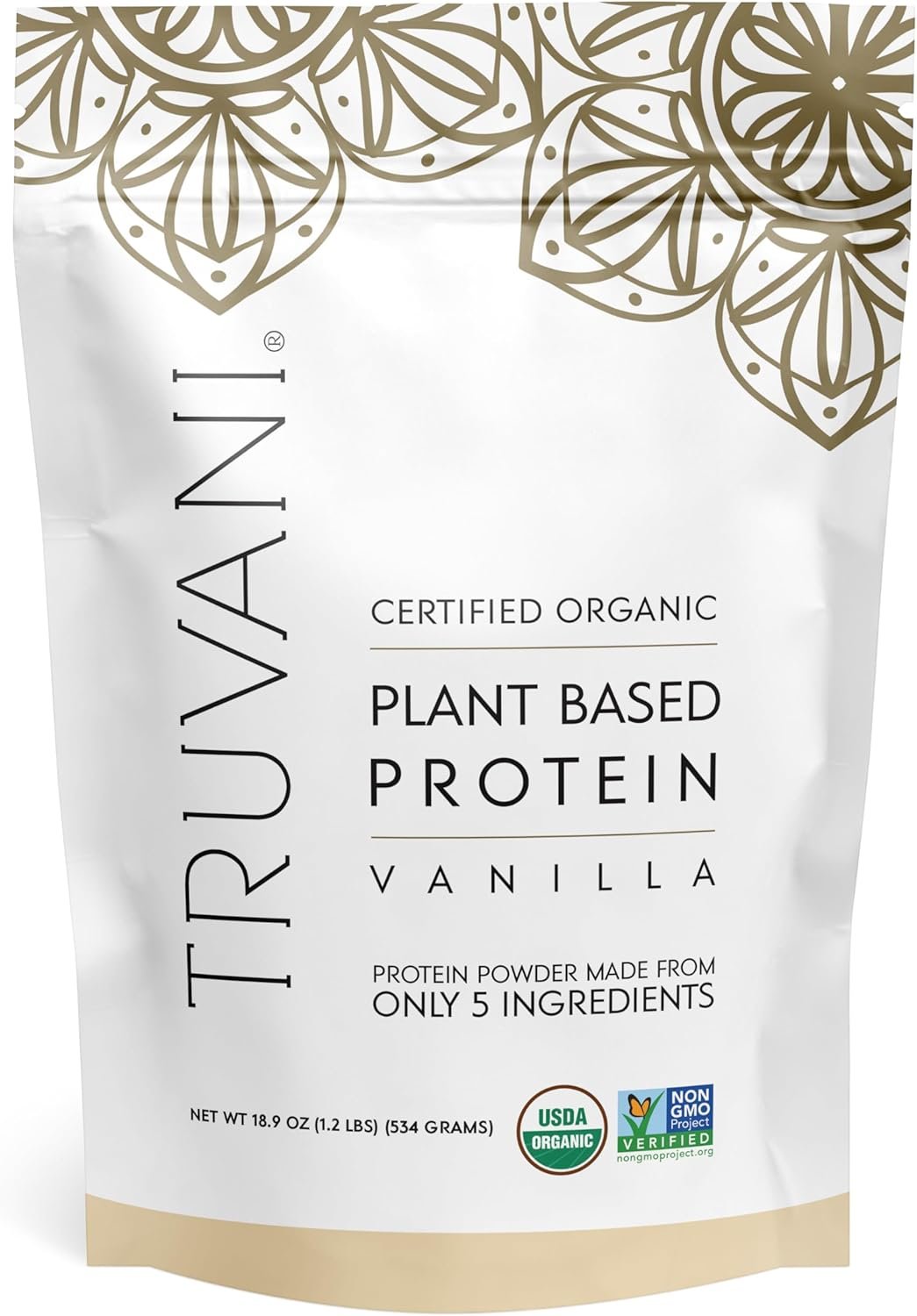 Truvani Plant Based Protein Powder | Vanilla | 20g Organic Pea Protein | 18 Servings | Vegan & Keto | Gluten & Dairy Free | Low Carb | No Added Sugar