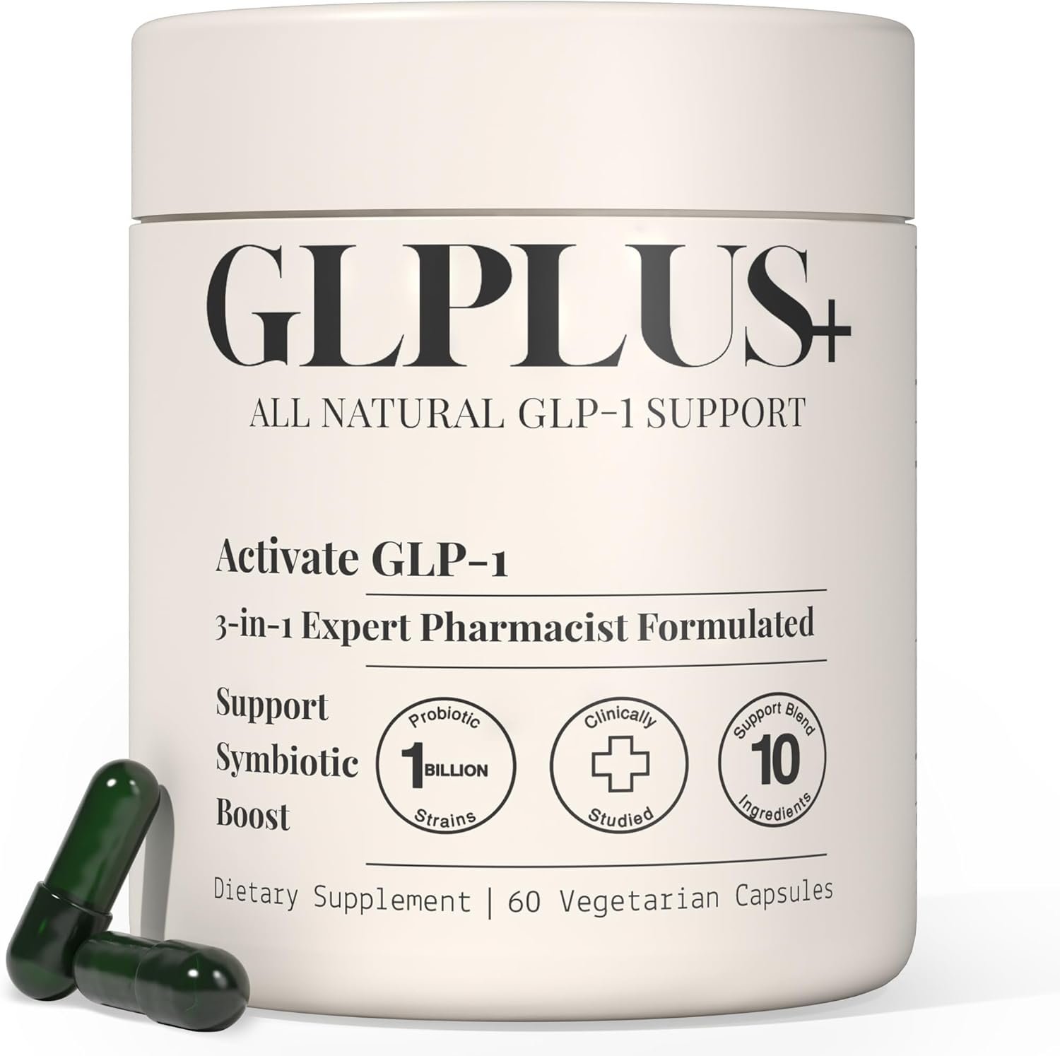 GLP-1 Supplement for Women and Men | Hunger & Metabolism Support – Pharmacist Formulated Support | 10-in-1 Probiotic and Prebiotic (60 Capsules)