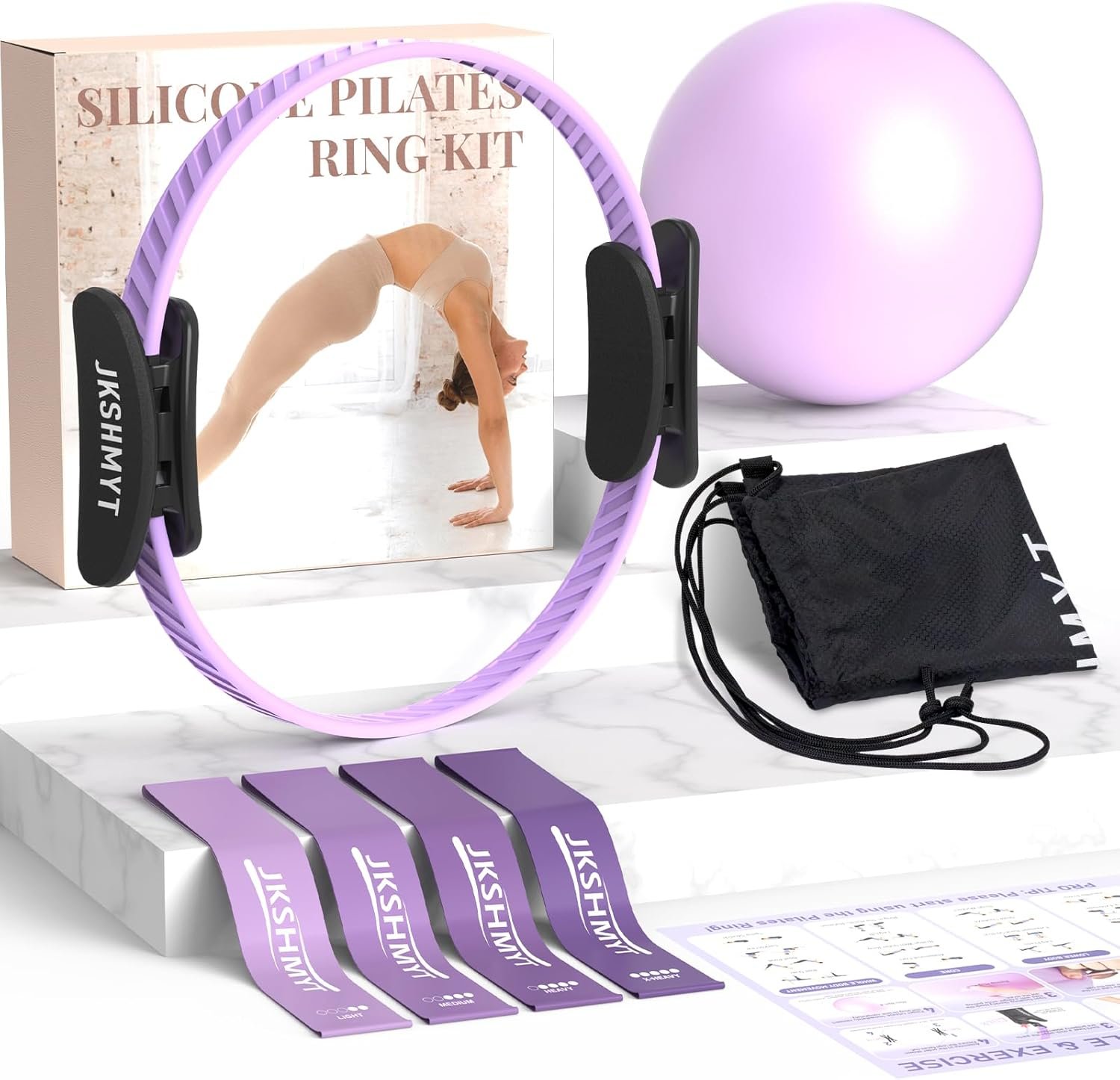 Pilates Ring Kit for Women, Pilates Equipment – 14.5″ Home Magic Circle Workout with Pilates Ball, Resistance Bands, Better me Pilates Essentials Starter Set for Beginners Toning Shape Full Body