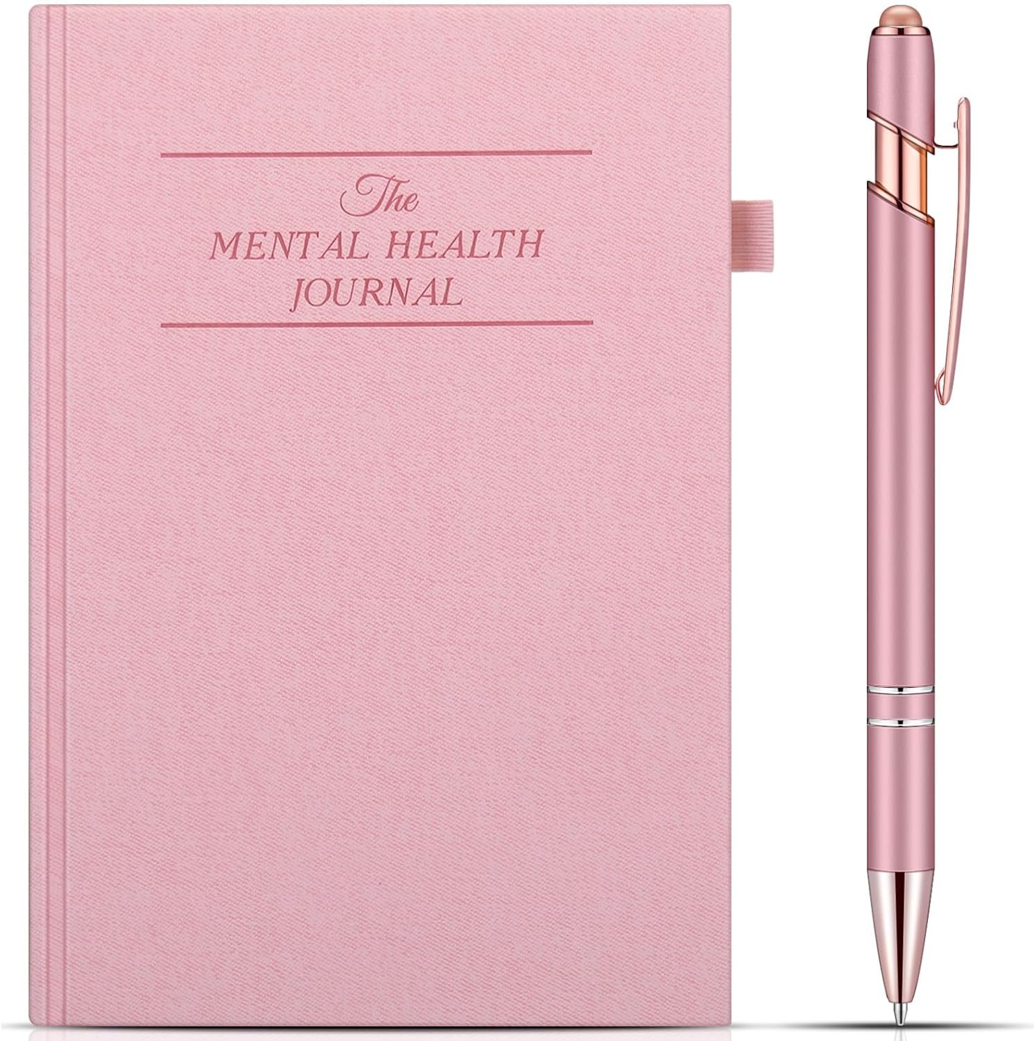 Pink Mental Health Journal with Retractable Pen 91 Days Self Care Journal for Women A5 Size Anxiety Guided Notebook Daily Wellness Mood Tracker Self Care Planner