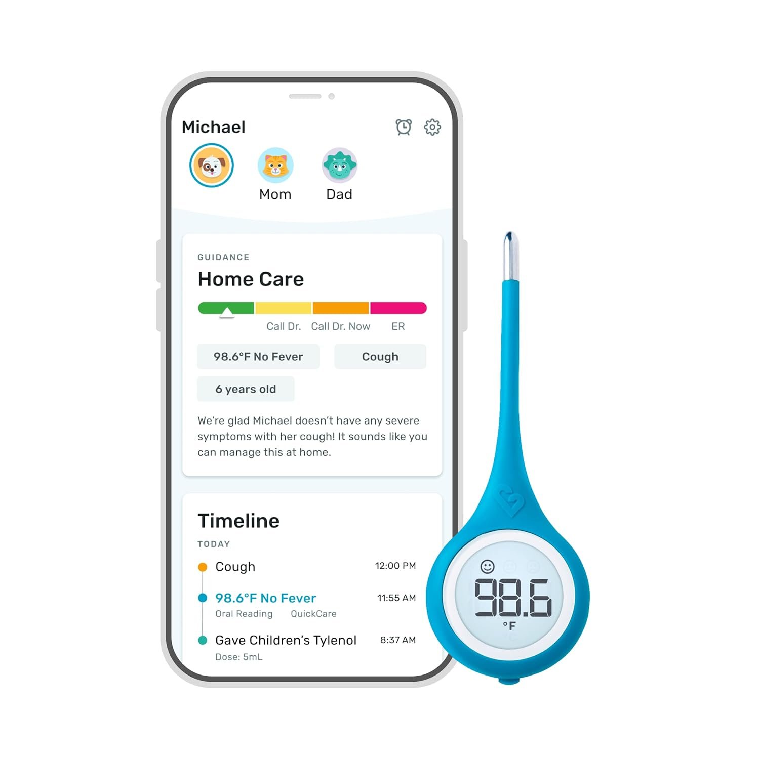 Kinsa QuickCare Smart Digital Thermometer – Medical Termometro FDA Cleared