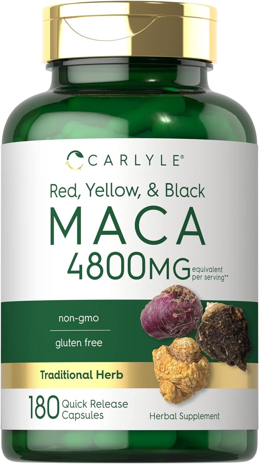 Carlyle Maca Root Capsules for Women & Men | 180 Count | High Potency Extract | Non-GMO & Gluten Free Supplement