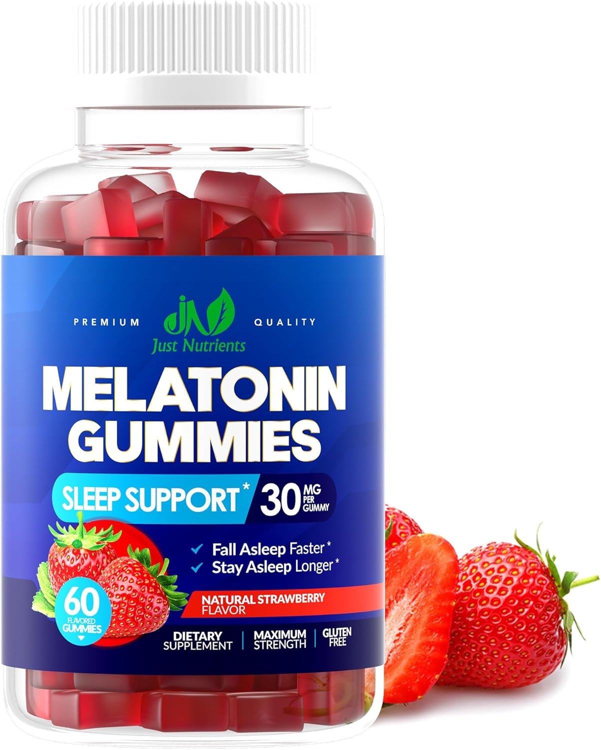 Melatonin 30mg Gummies for Adults (60 Servings) – Maximum Strength Sleep Support with 30mg of Melatonin Per Gummy – Gluten-Free, Sugar-Free, Non-GMO, 100% Vegetarian, Strawberry Flavor – 60 Gummies