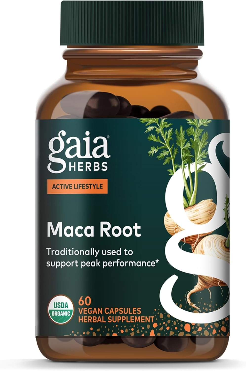 Gaia Herbs Maca Root – Caffeine-Free Energy Supplement – Traditionally Used to Support Healthy Energy & Stamina* – Made with Organic Maca Root (Lepidium meyenii) – 60 Vegan Capsules (60 Servings)