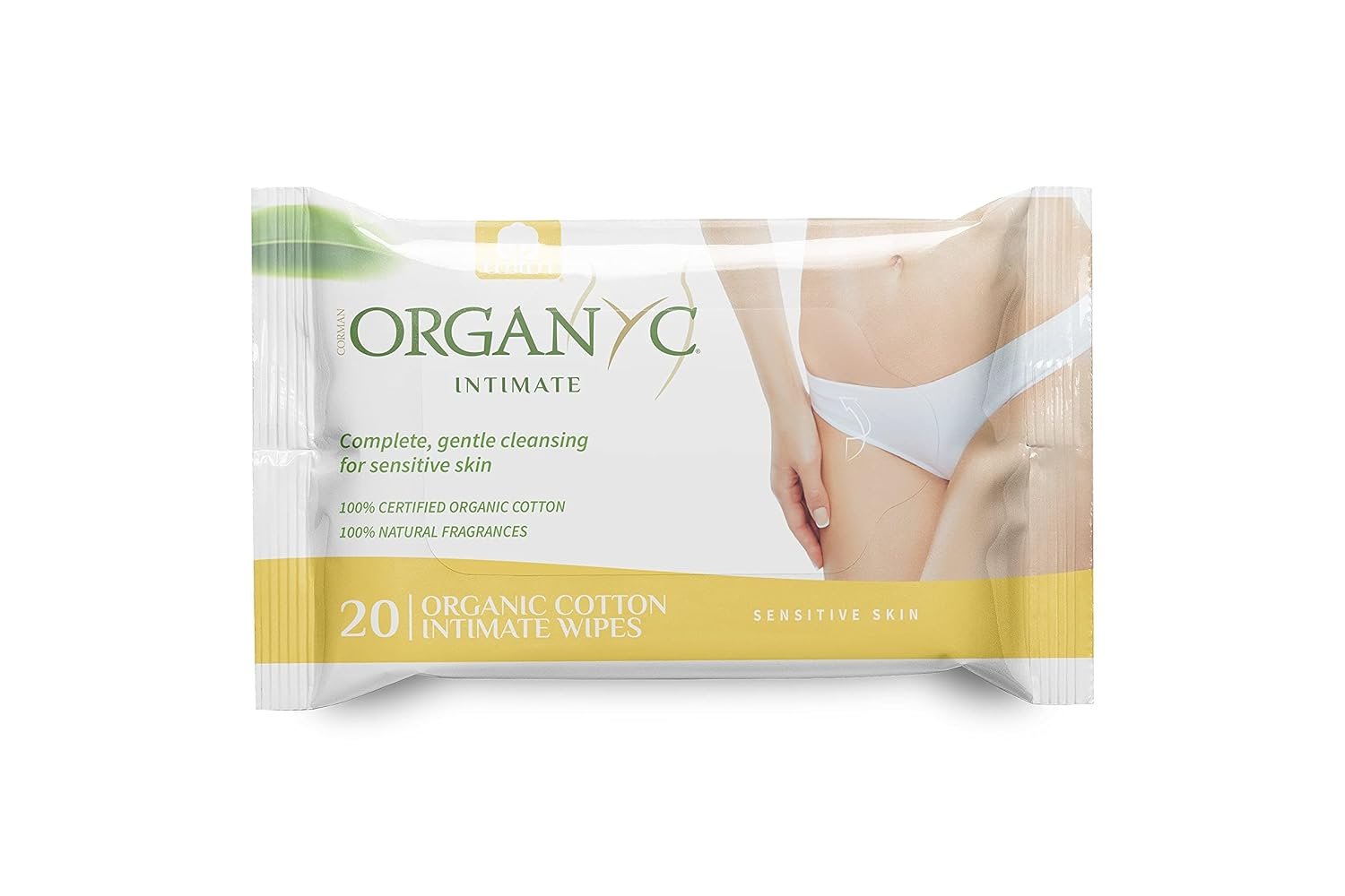 Organyc – 100% Organic Cotton Intimate Wet Wipes, No Parabens, Alcohol, or Chlorine -, White, 20 Count (Pack of 1) (ORGWW1A)