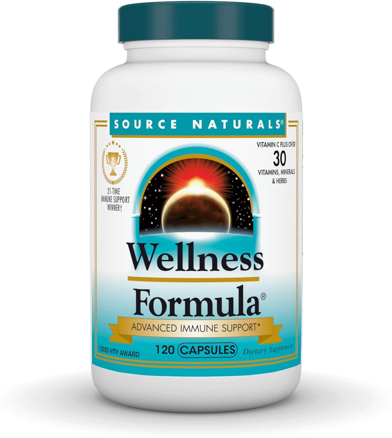 Source Naturals Wellness Formula Bio-Aligned Vitamins & Herbal Defense for Advanced Immune Support* – Dietary Supplement & Immunity Booster – 120 Capsules