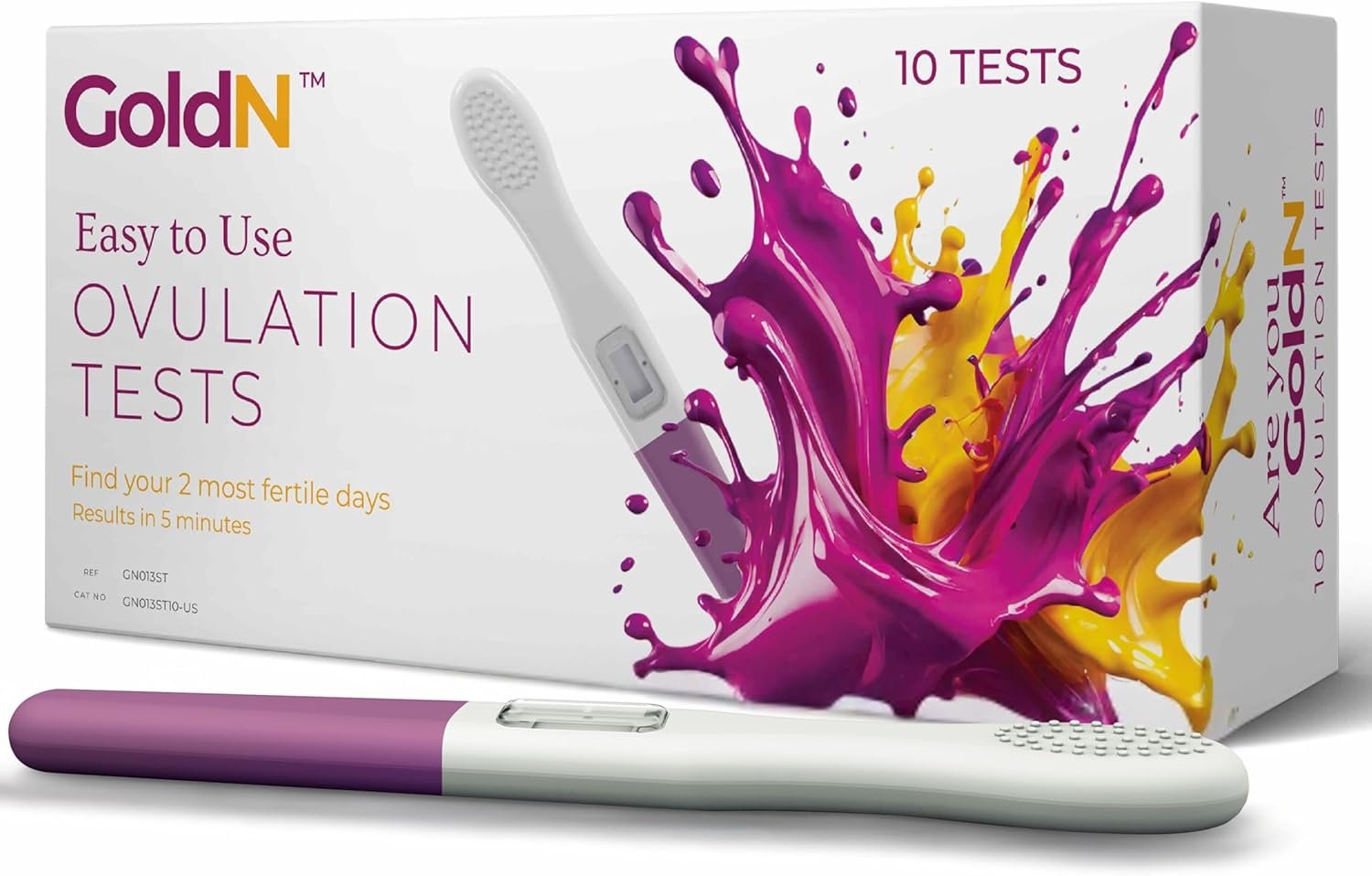 GoldN™ Easy to Use Ovulation Test Predictor Kit 10 Count | Midstream LH Surge Fertility Test | Easy At-Home Tracker | Fast 5-Minute Results | Hygienic, Mess-Free, Accurate Trying To Conceive (TTC) Aid