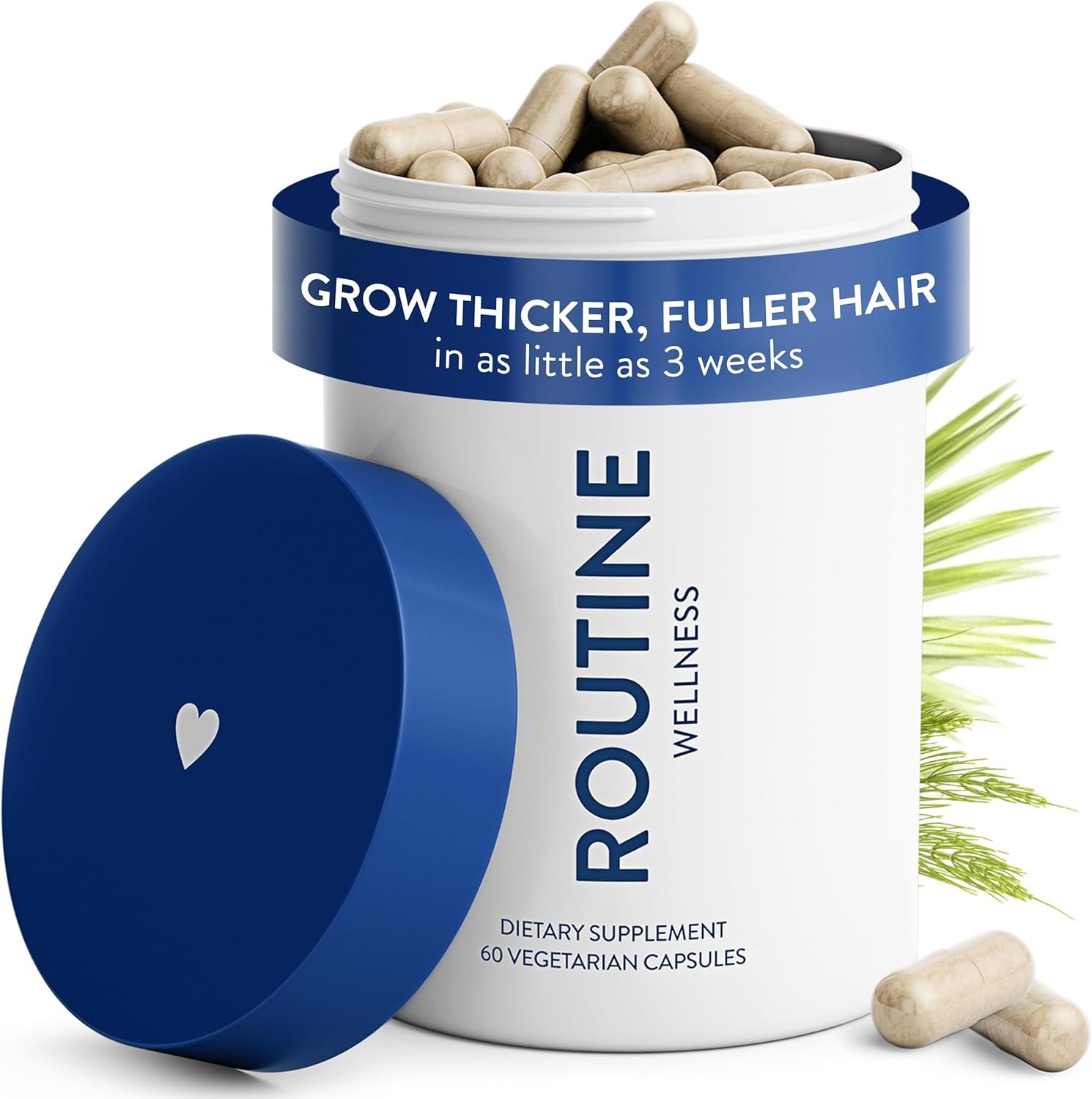 Routine Wellness Hair Growth Supplement – CLINICALLY Tested Thicker, Fuller-Looking Hair Support with Biotin & Key Nutrients, Vegetarian & Gluten-Free Vitamins – 1 Bottle, 30 Day Supply