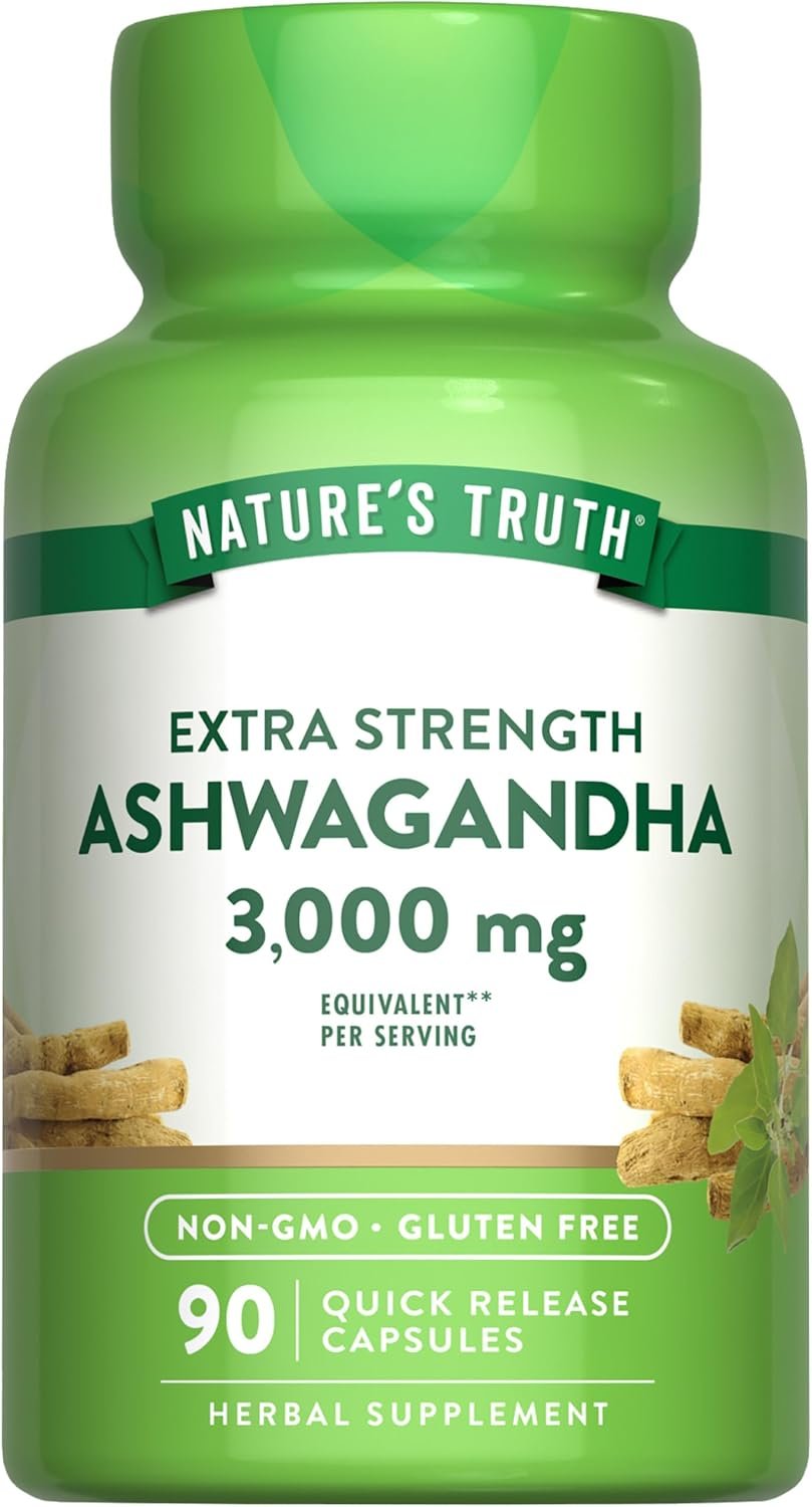 Nature’s Truth Ashwagandha Capsules | 90 Count | Extra Strength | with Black Pepper | Non-GMO & Gluten Free Supplement