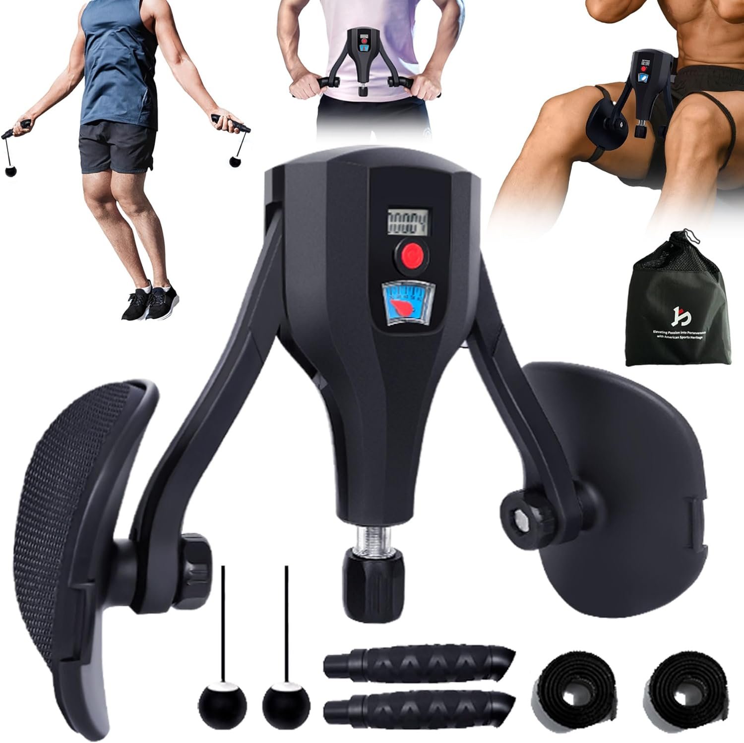 Thigh Trainer Pro 0-132 lbs Adjustable Resistance, Inner Thigh & Pelvic Floor Kegel Exerciser with Arm Workout Handles & Wireless Jump Rope for Home Fitness for Women & Men