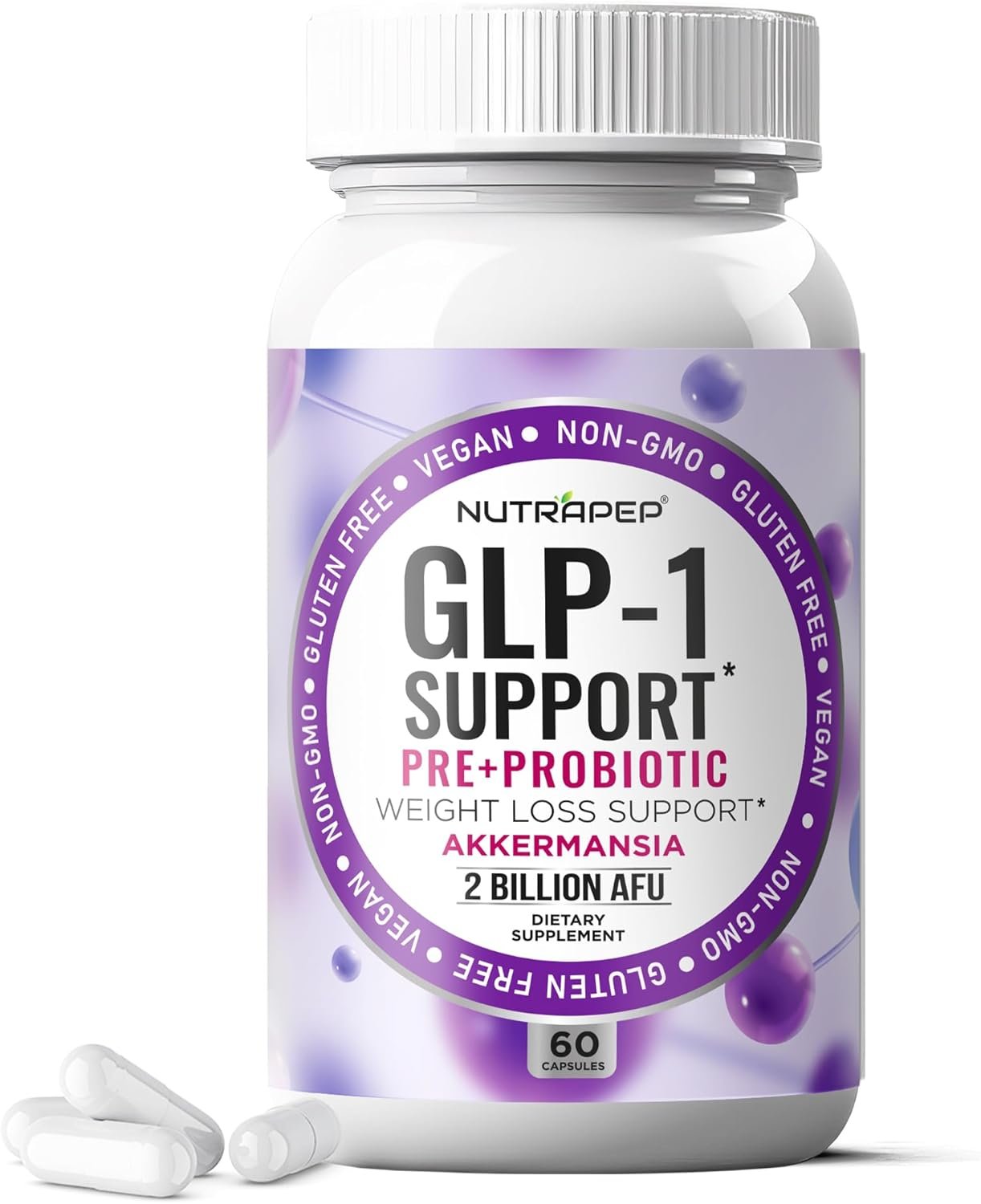 GLP-1 Support Weight Loss Support Probiotic Prebiotics Capsule Supplement – Akkermansia XOS Clostridium Bifidobacterium – GLP1 Support Gut Abdominal Digestive Support for Men Women
