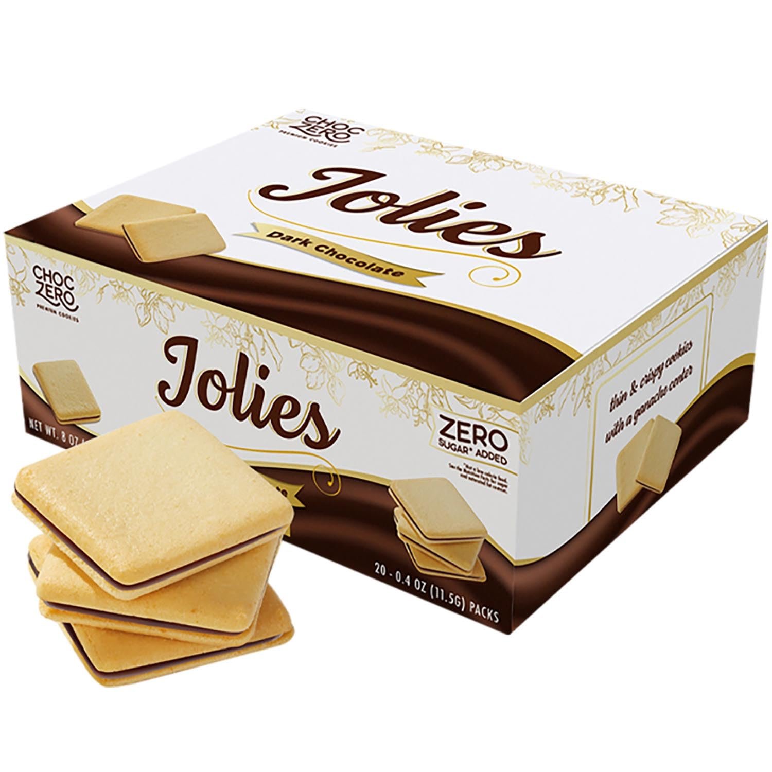 ChocZero Chocolate Cookies, Dark Chocolate Jolies – Gluten Free, Sugar Free, 20 Crispy Chocolate Filled Keto Cookies Per Box, 8 Ounce