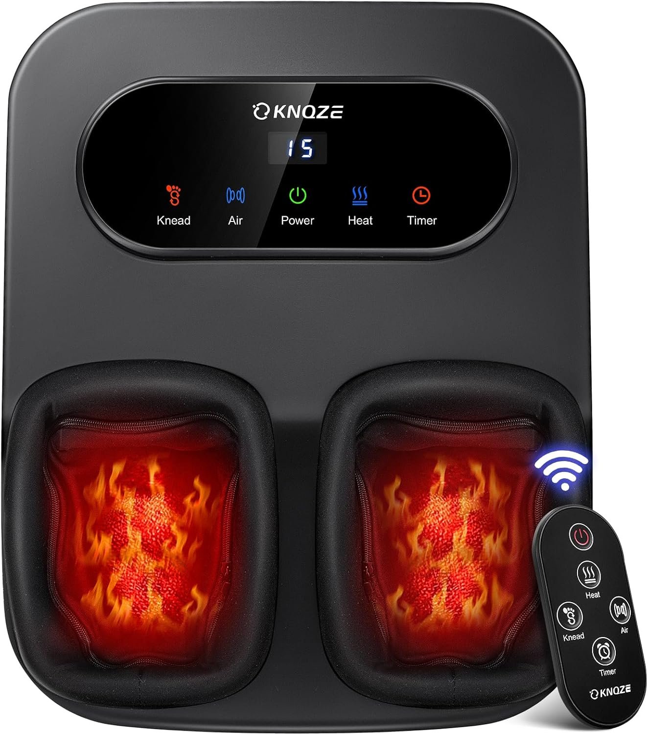 KNQZE Foot Massager with Heat and Remote, Shiatsu Deep Kneading Feet Massager for Plantar Fasciitis & Neuropathy, Foot Warmer, Gifts for Mom Women Men Dad, Fits Up to Men Size 12