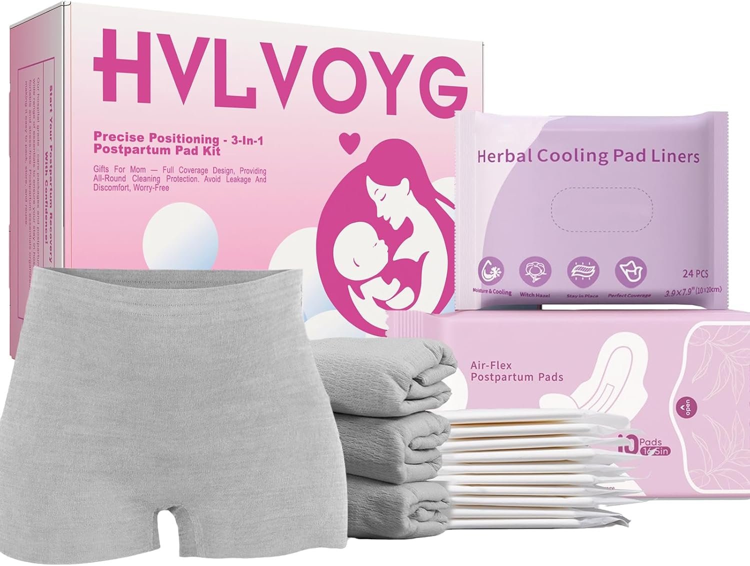 3-ln-1 Postpartum Pad Kit, 15 Pcs Postpartum Essentials, Postpartum Recovery Care, New Mom Gifts, Labor Delivery Mom Care Kit, Postpartum Pads, Disposable Underwear, Cooling Pad Liners