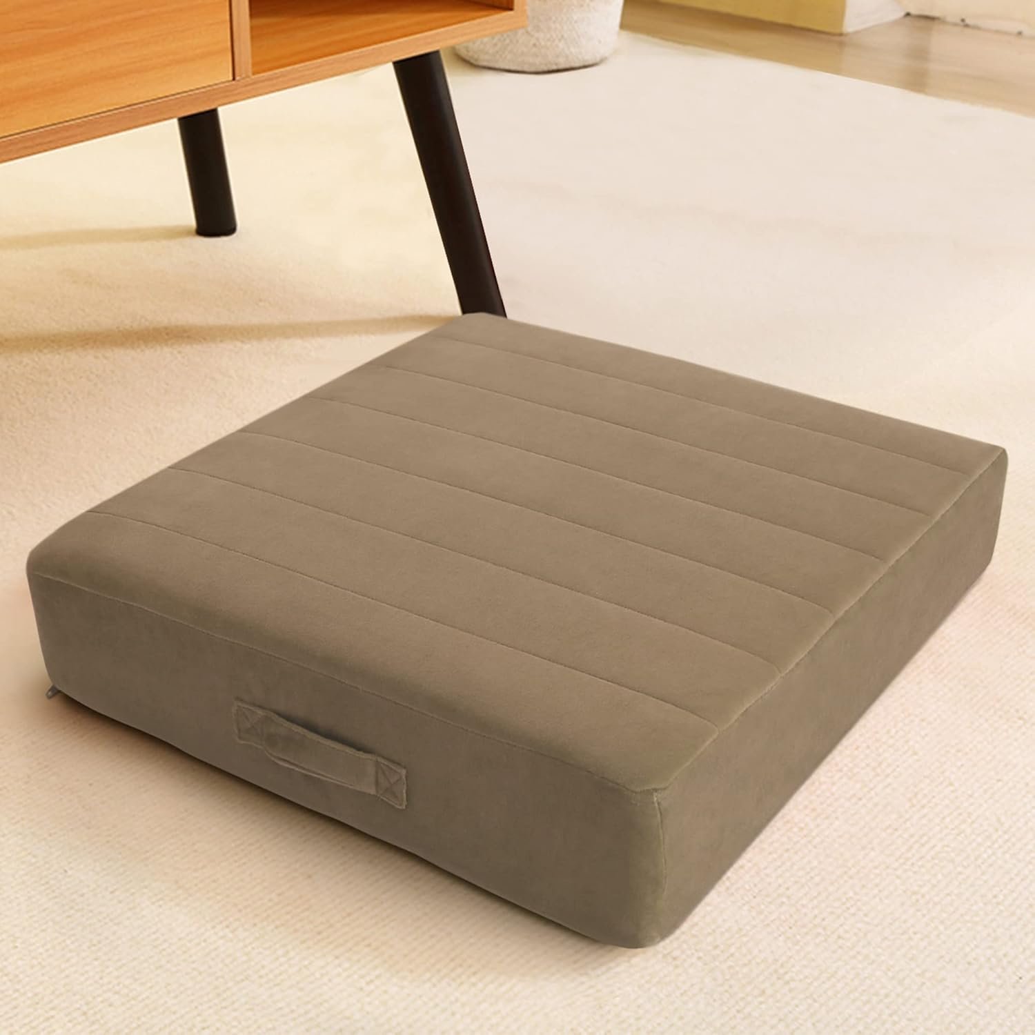 MeMoreCool Square Floor Pillow Seating for Adults Kids, Large Meditation Cushion Floor Pillow with Thick Foam & Soft Tufted Cover, Washable Big Pillow Seat Floor Cushion for Sitting Yoga 24″ Coffee