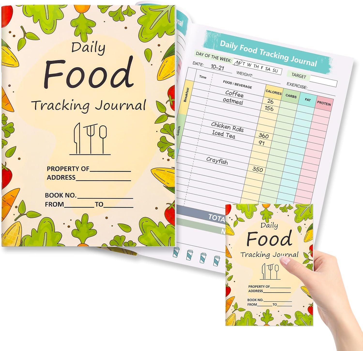 1 Pcs Food Journal Diary 5.8×8.3 inch Food Tracker Journal Daily Calorie Counter Book with Breakfast Lunch Dinner Calorie and Snack Sections for Nutrition Tracker Book