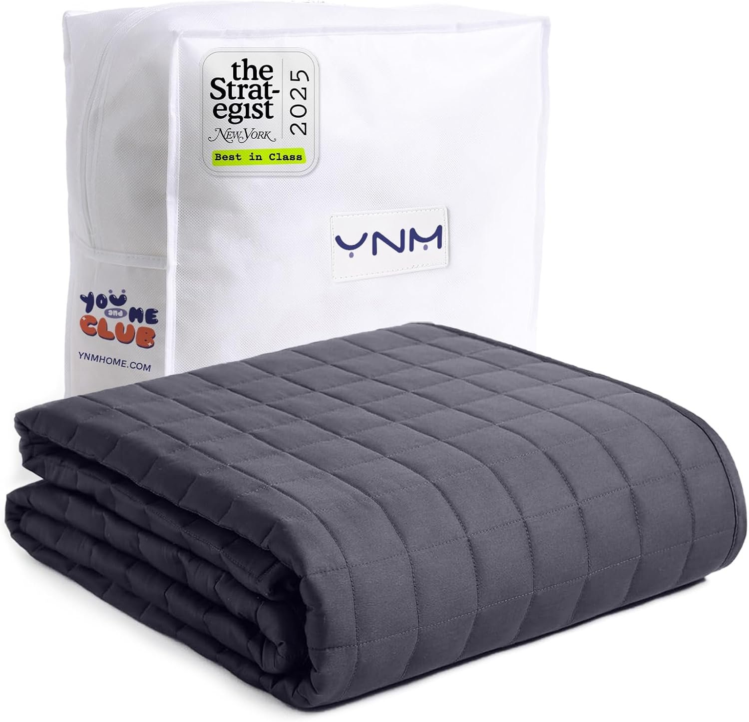 YnM 15lbs Weighted Blanket for Adults, Heavy Bed Throw Blanket with Cooling Glass Beads for All Season Use, Ideal for ~90lbs (48×72 Inches, Twin/Full, Dark Grey)