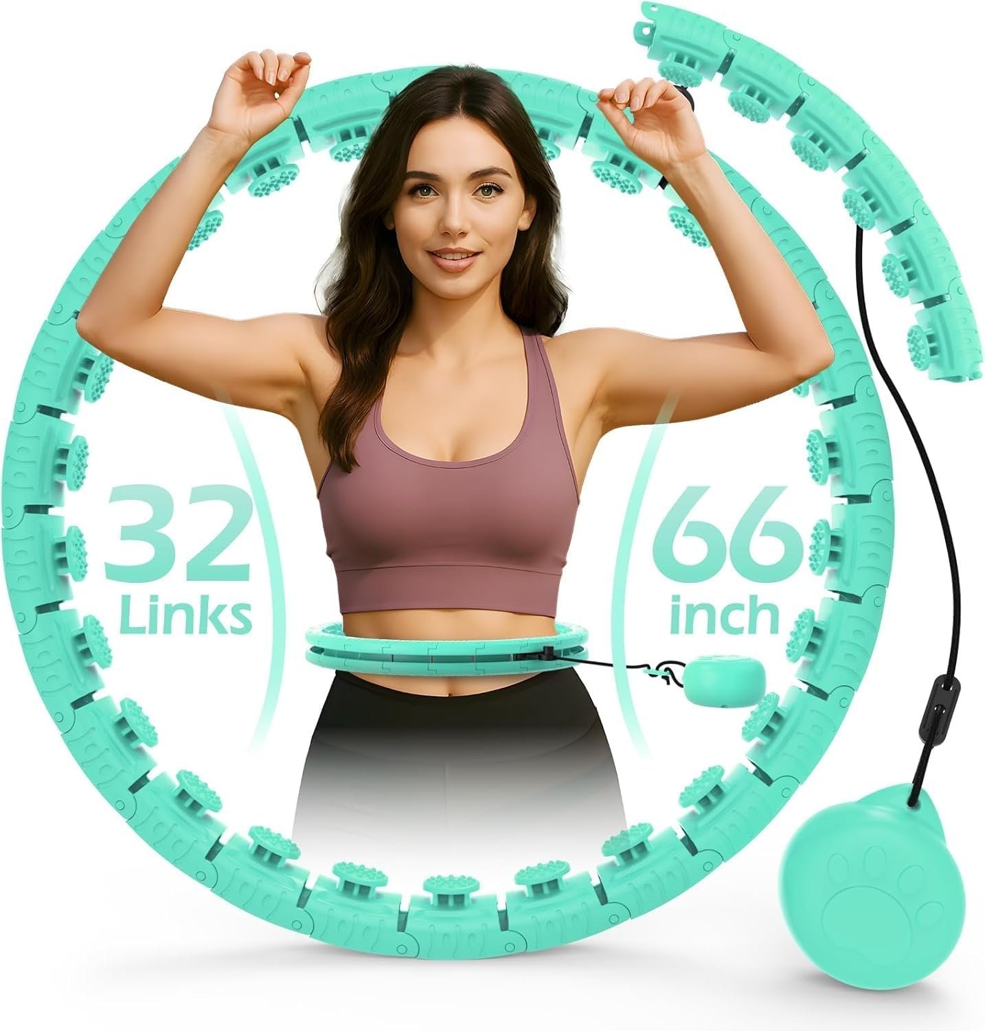 Weighted Hula Circle with 26 Links(56 Inch) for Adults Weight Loss, Infinity Fitness Hoop Plus Size, for Women Smart Exercise Equipment