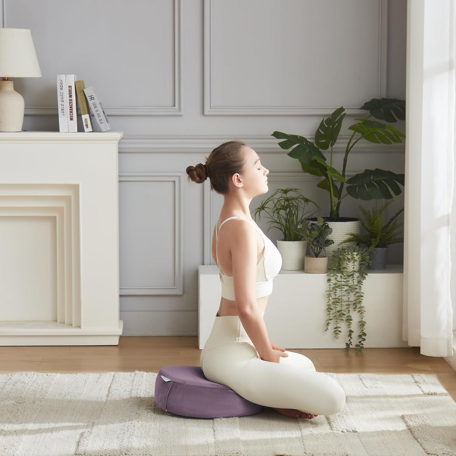 Meditation Cushion Bolster Pillow for Restorative Yoga – Supportive Cushion for Meditation, Pilates, and Relaxation – Filled with Buckwheat Hulls – Removable Cover