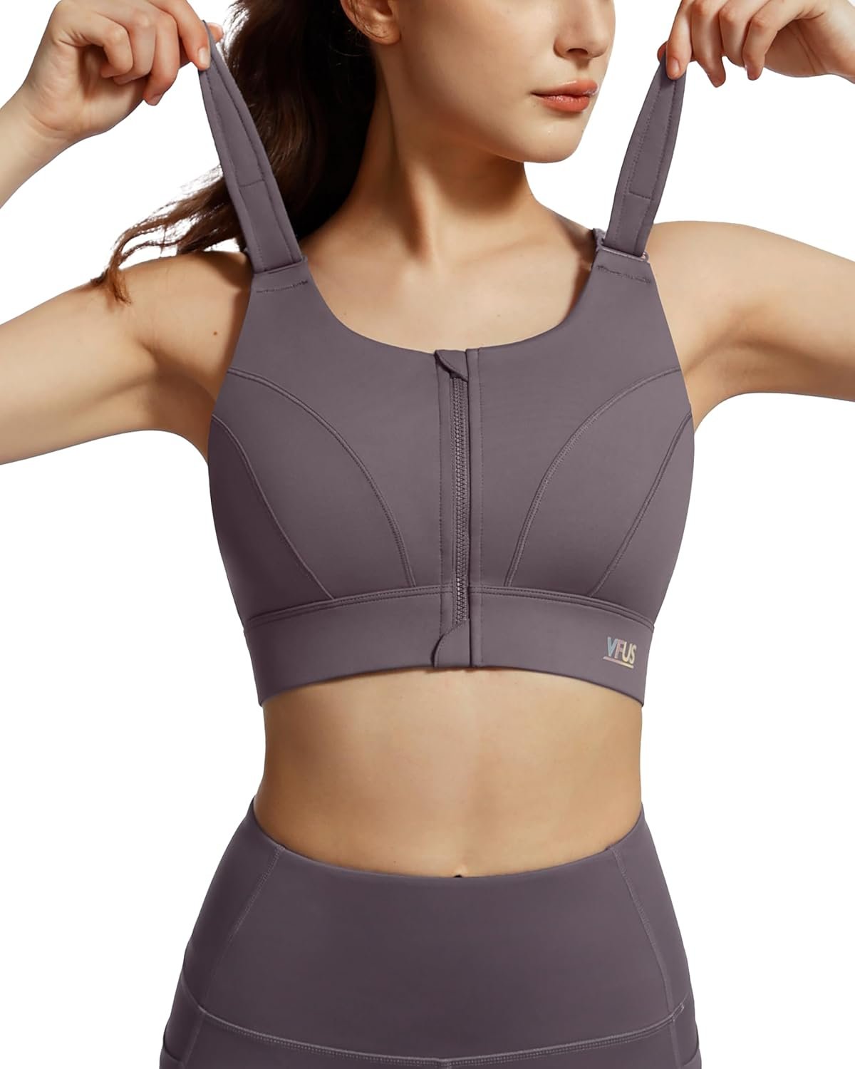 Adjustable High Impact Sports Bras for Women Zip Front Full Coverage and Lift Padded Compression Tops