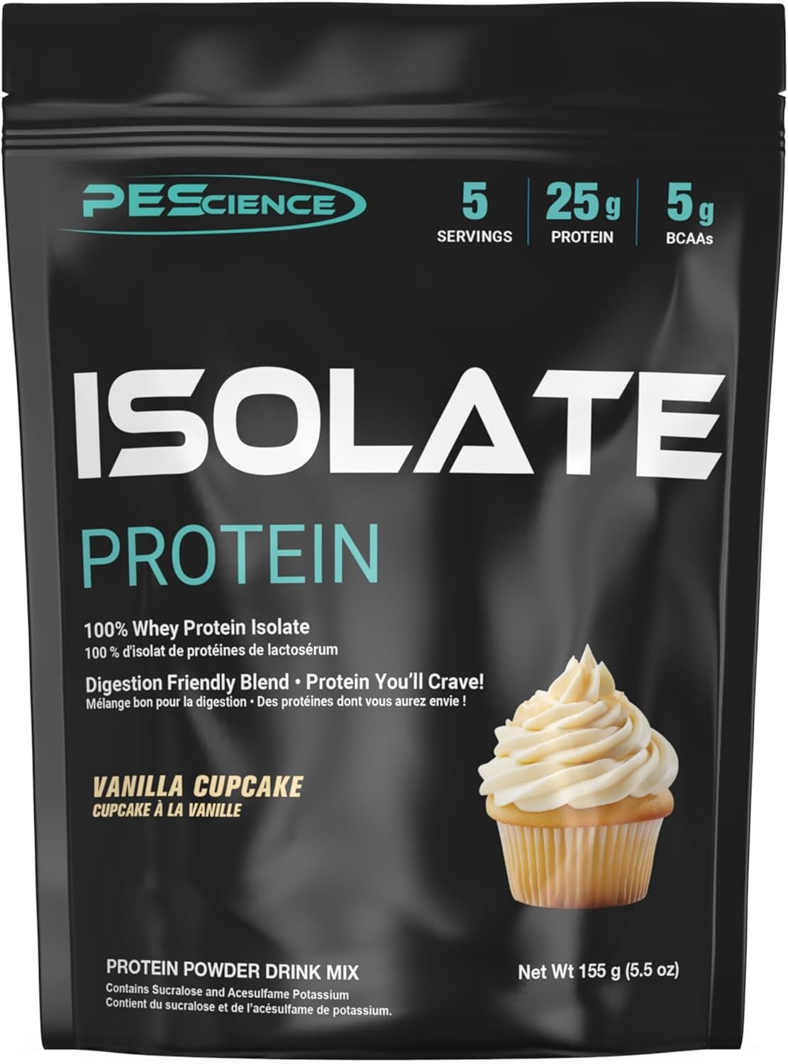 PEScience Isolate Whey Protein Powder, Vanilla Cupcake, 5 Servings, 100% Whey Protein Isolate, Low Carb, Fast Absorbing Post Workout Shake for Men and Women