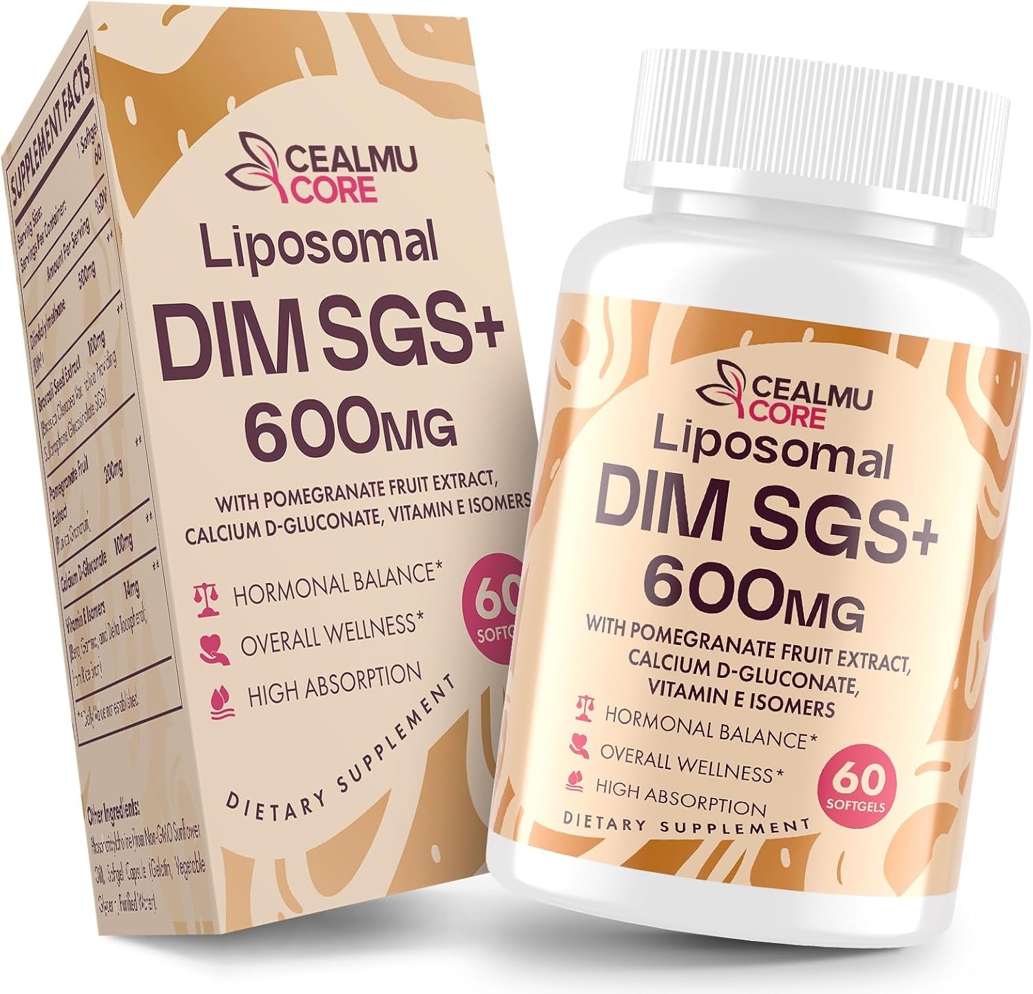Liposomal DIM SGS Supplement – Estrogen Supplements for Women & Men Contains Sulforaphane Glucosinolate, Vitamin E, Pomegranate Fruit – Support Detox and Antioxidant (1 Pack)